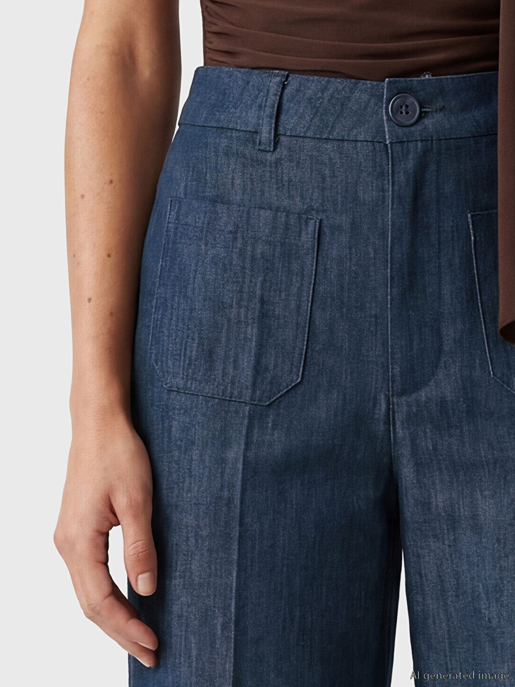 Ψηλόμεσο Φαρδιάς Γραμμής Παντελόνι για γυναίκες-2