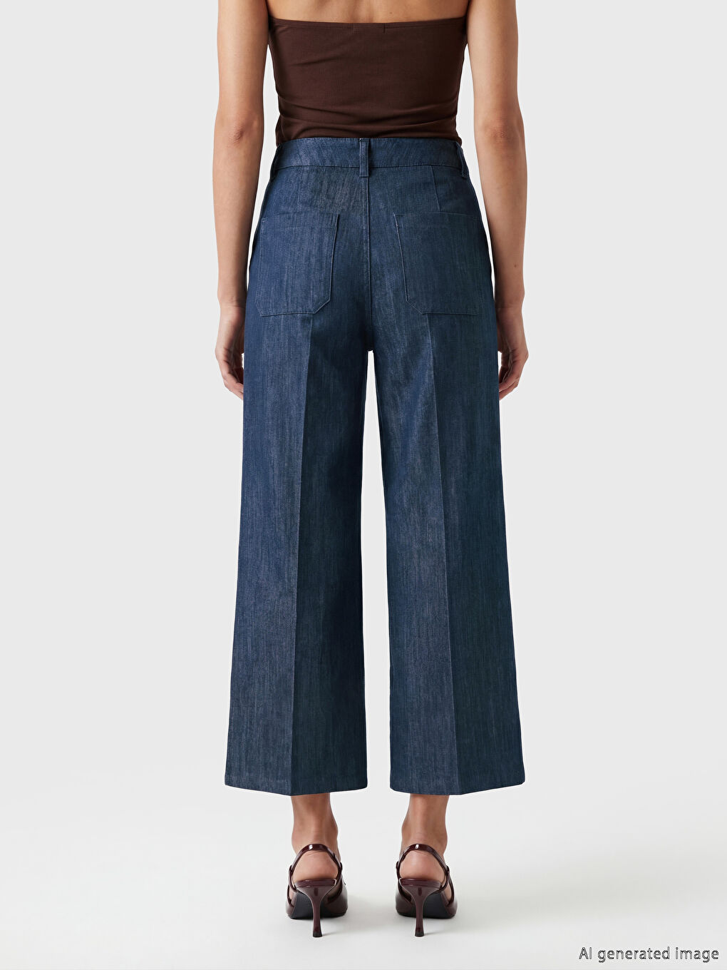 Ψηλόμεσο Φαρδιάς Γραμμής Παντελόνι για γυναίκες-3