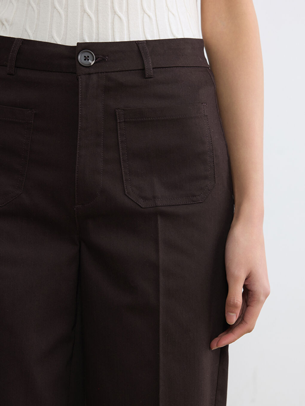 Ženske pantalone sa visokim strukom, širokog kroja-2