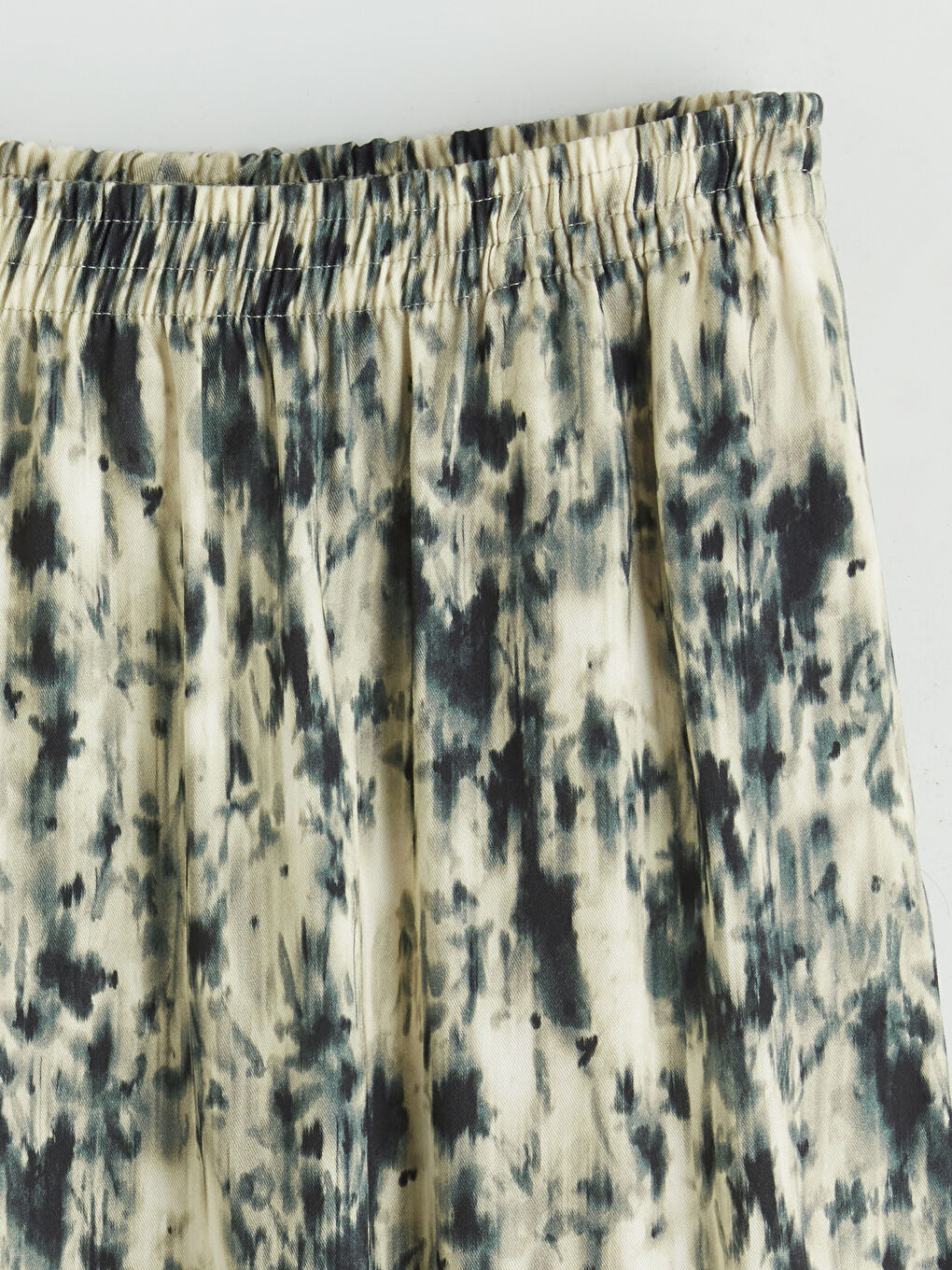 Bej Beli Lastikli Desenli Belmando Kloş Etek-5