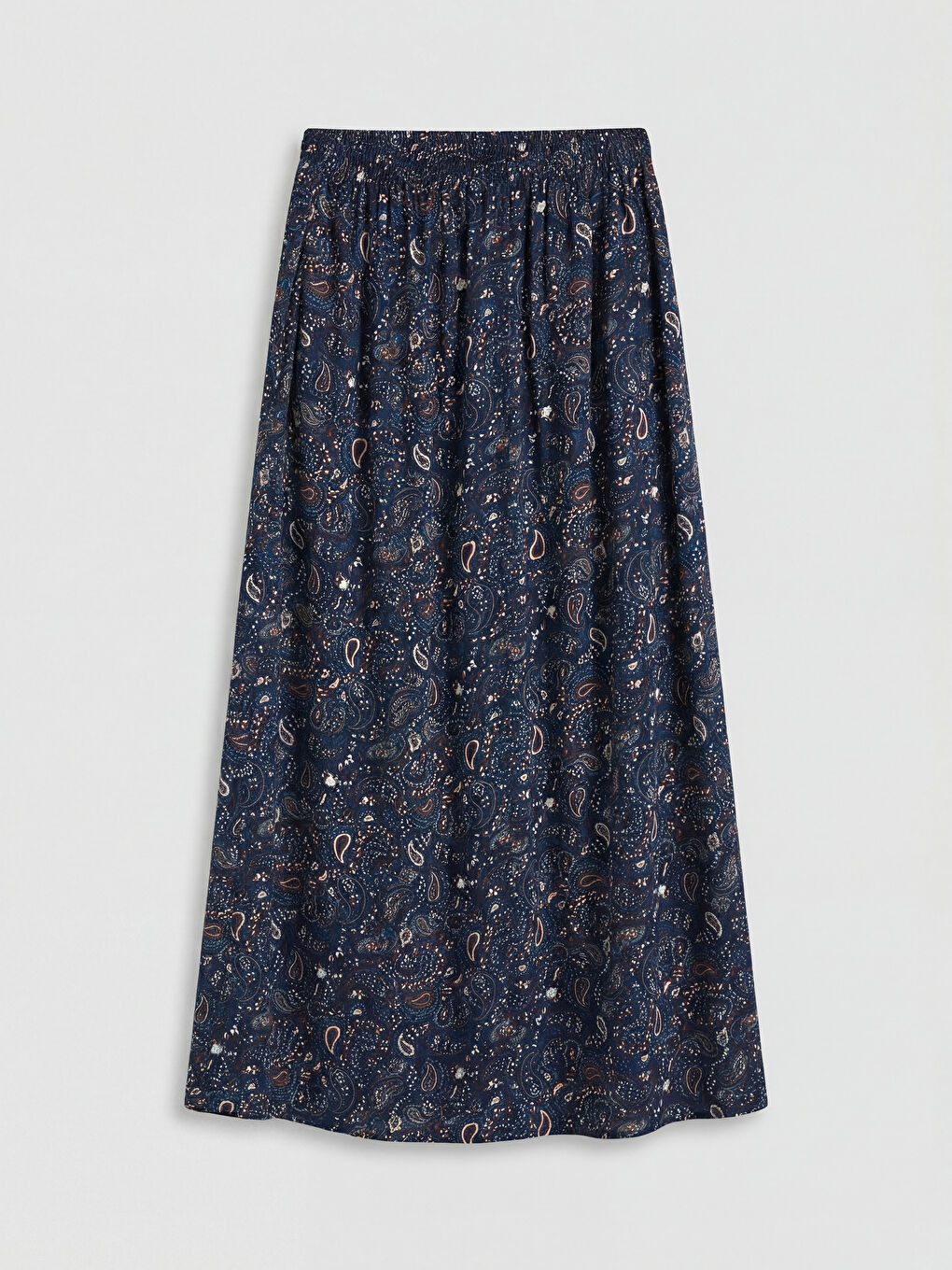 Mavi Beli Lastikli Desenli Belmando Kloş Etek	-3