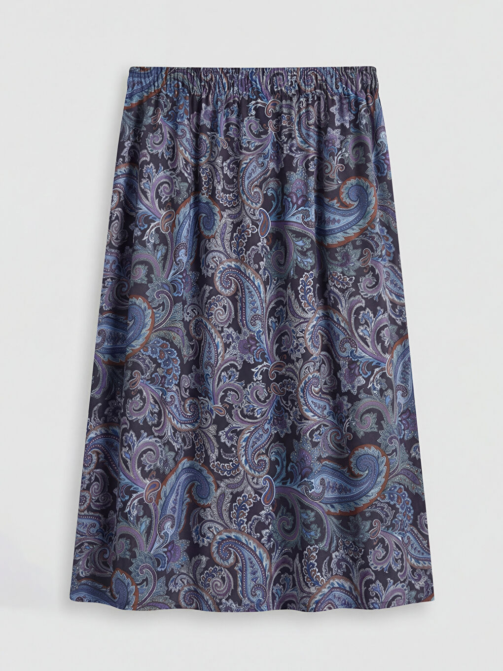 Lacivert Beli Lastikli Desenli Belmando Kloş Etek	