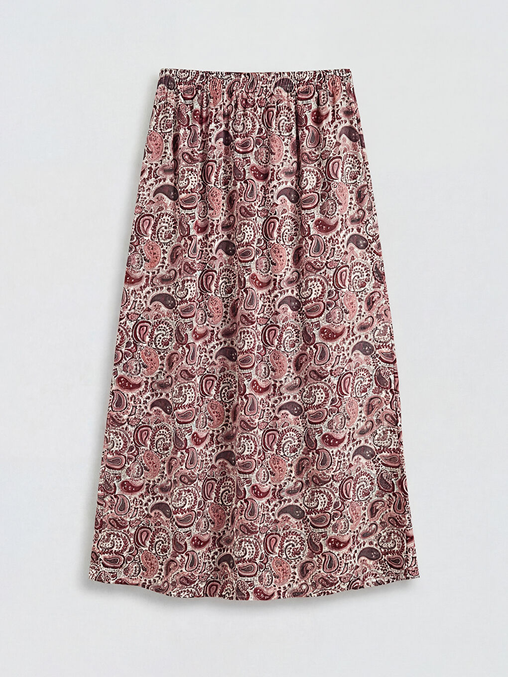 Kırmızı Beli Lastikli Desenli Belmando Kloş Etek	-1