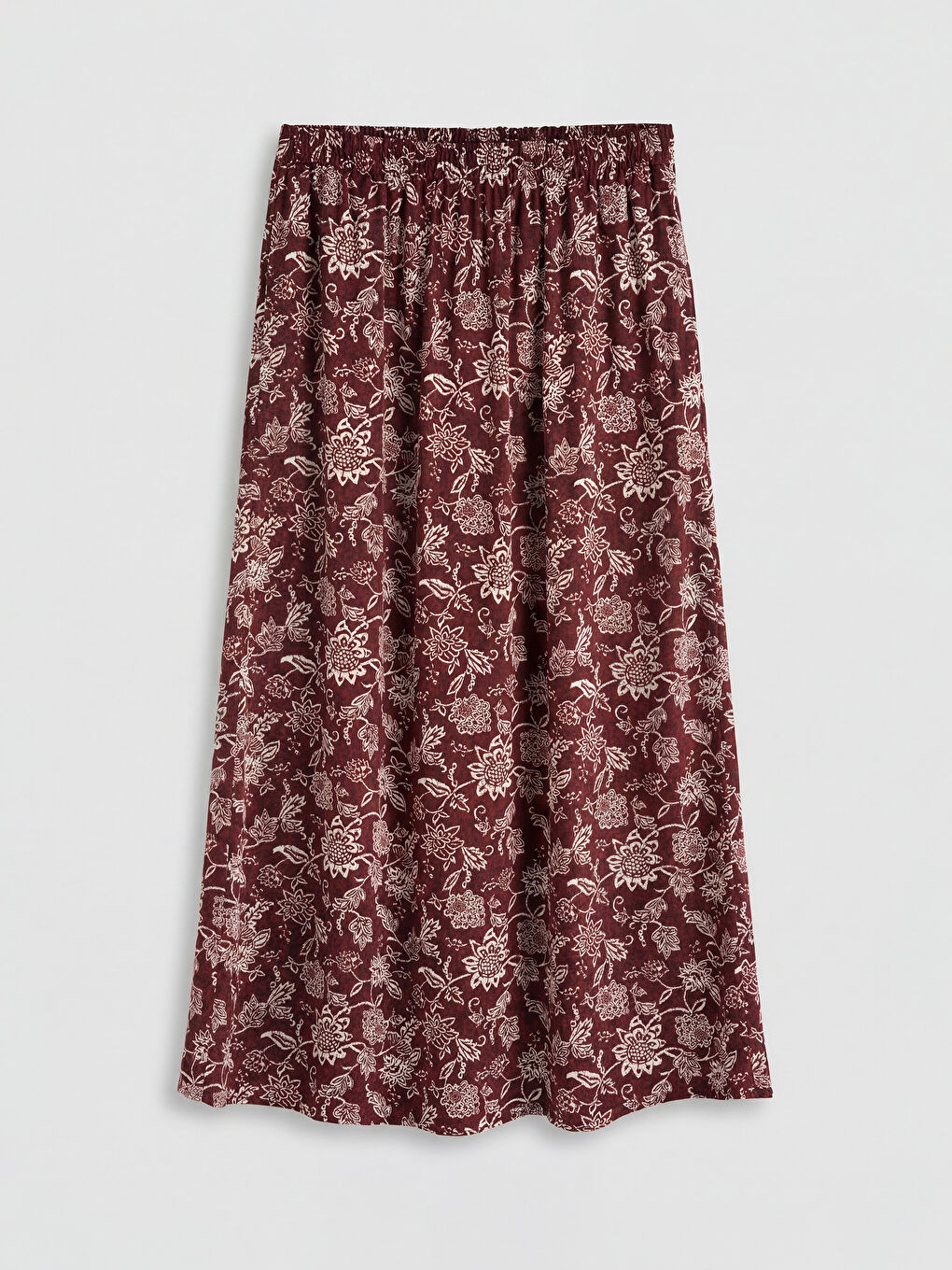 Kırmızı Beli Lastikli Desenli Belmando Kloş Etek	-4