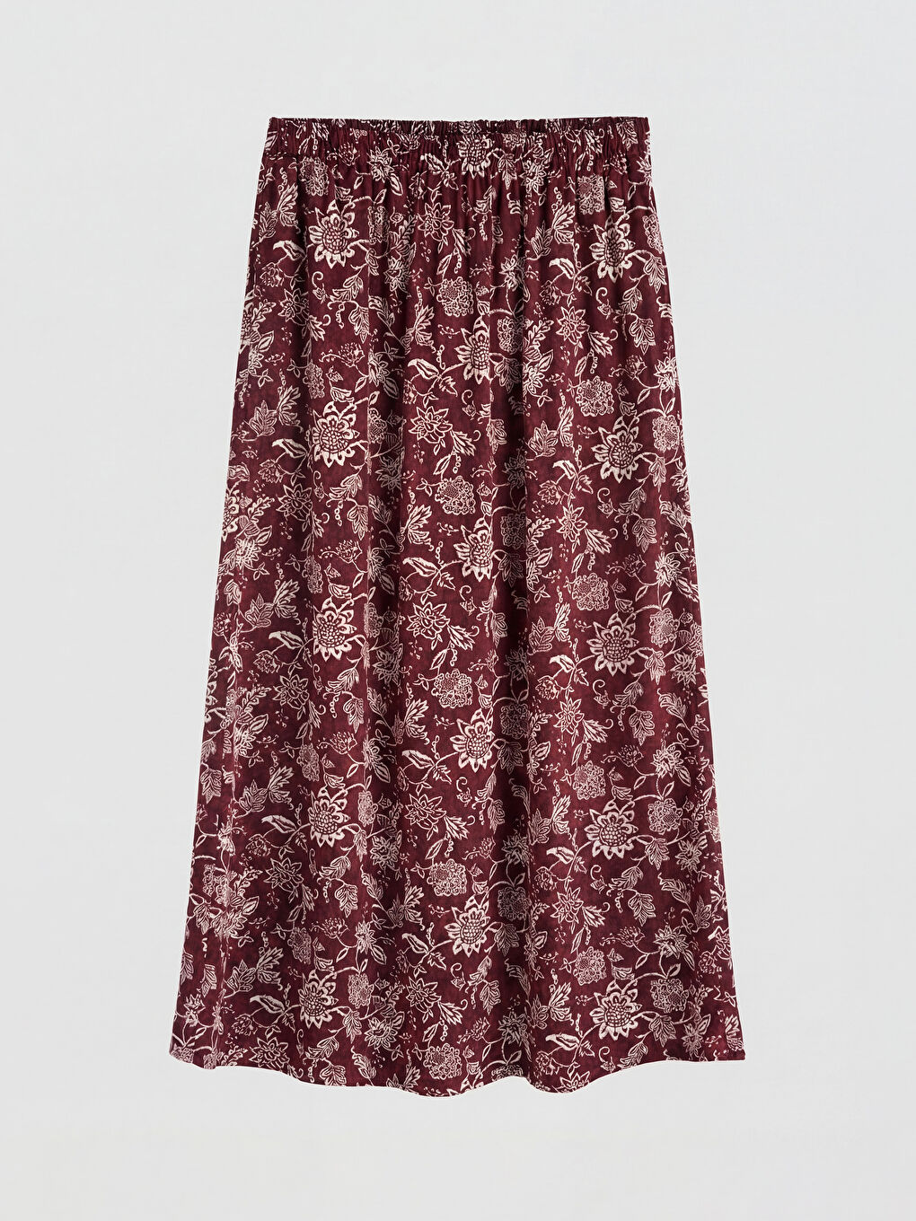 Kırmızı Beli Lastikli Desenli Belmando Kloş Etek	-5