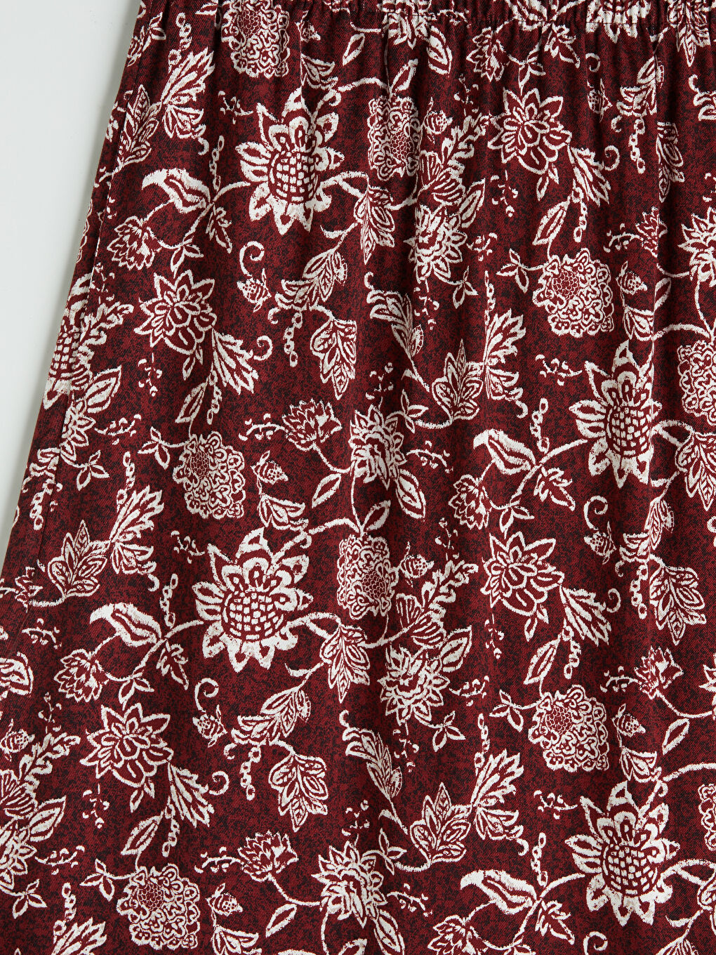 Kırmızı Beli Lastikli Desenli Belmando Kloş Etek	-6