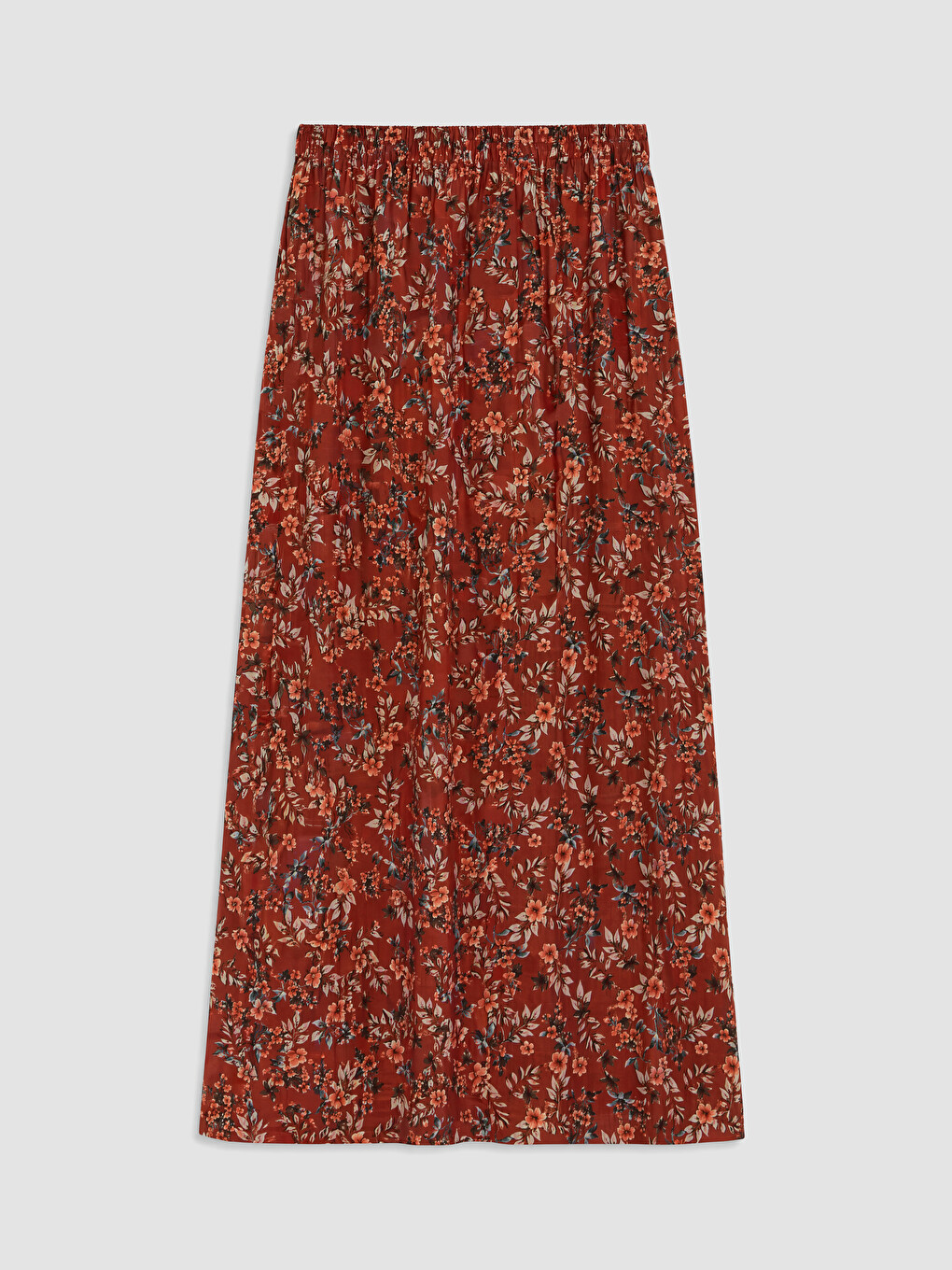 Kırmızı Beli Lastikli Desenli Belmando Kloş Etek	-3