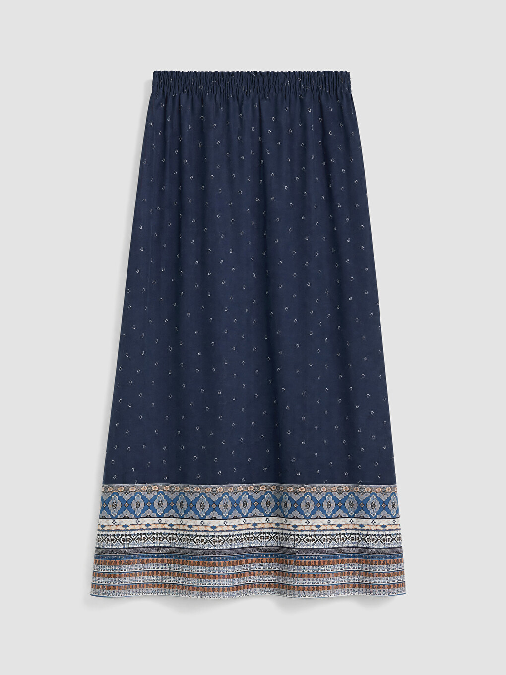 Elastic Waist Patterned Belmando Flared Skirt-6