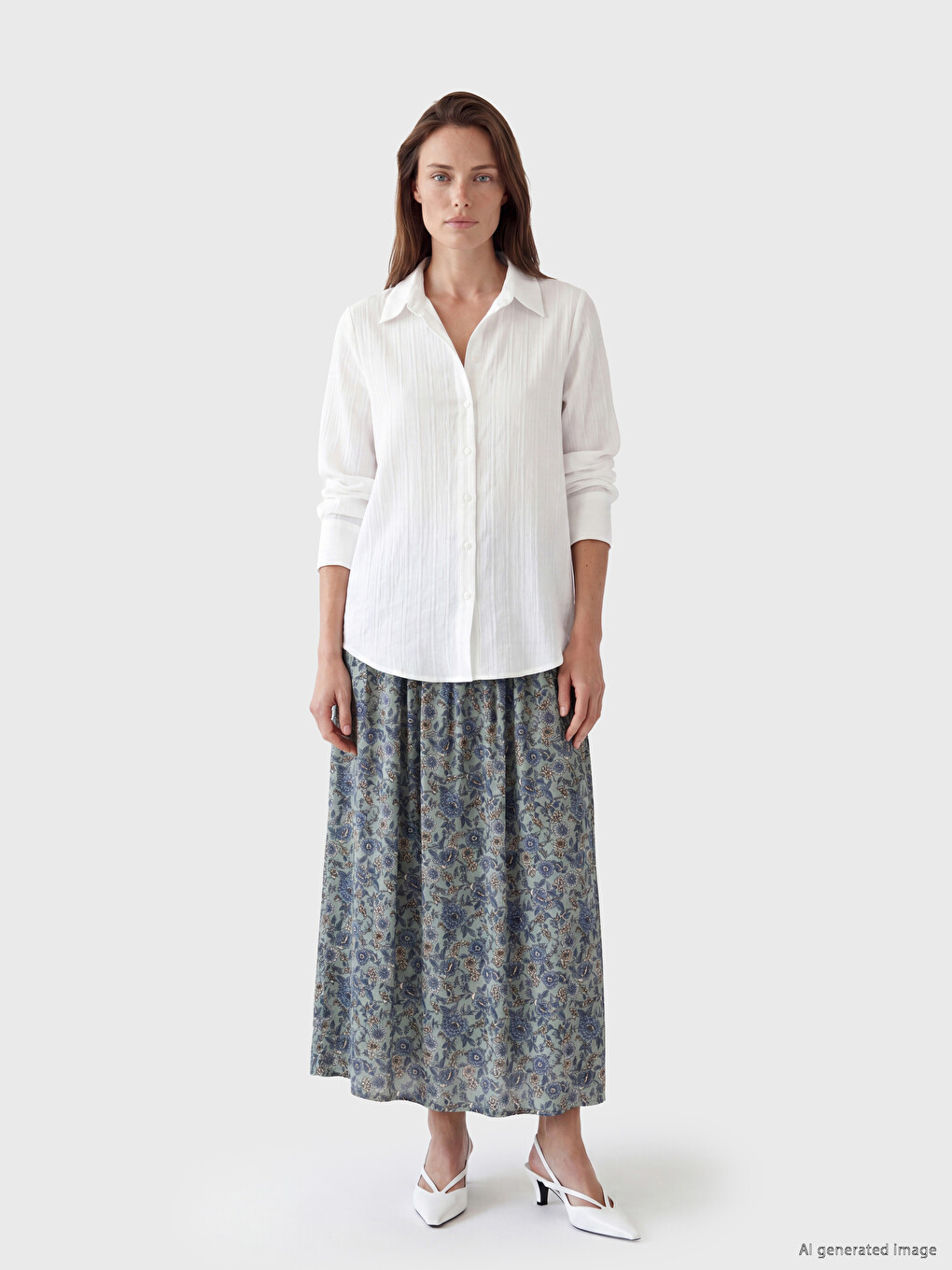 Elastic Waist Floral Belmando Flared Skirt