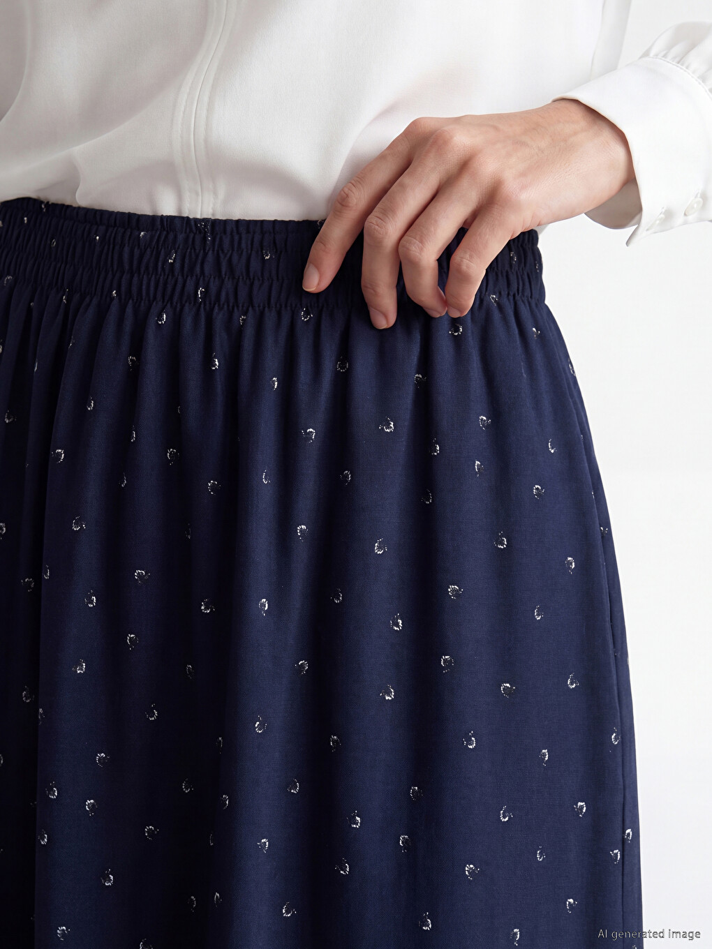 Elastic Waist Patterned Belmando Flared Skirt-2