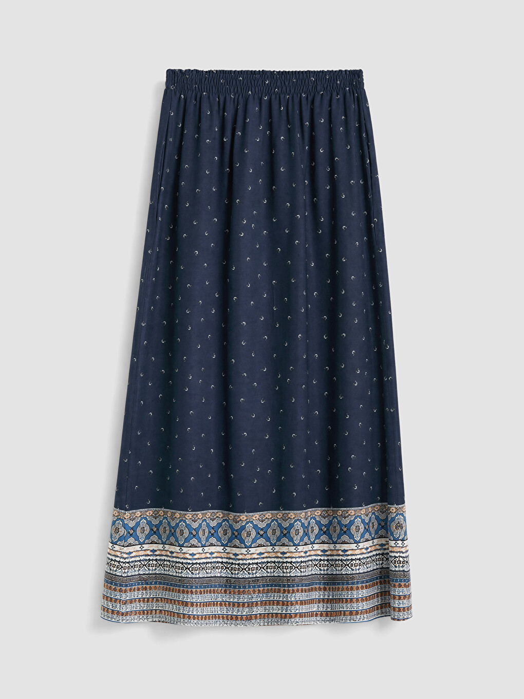 Elastic Waist Patterned Belmando Flared Skirt-4