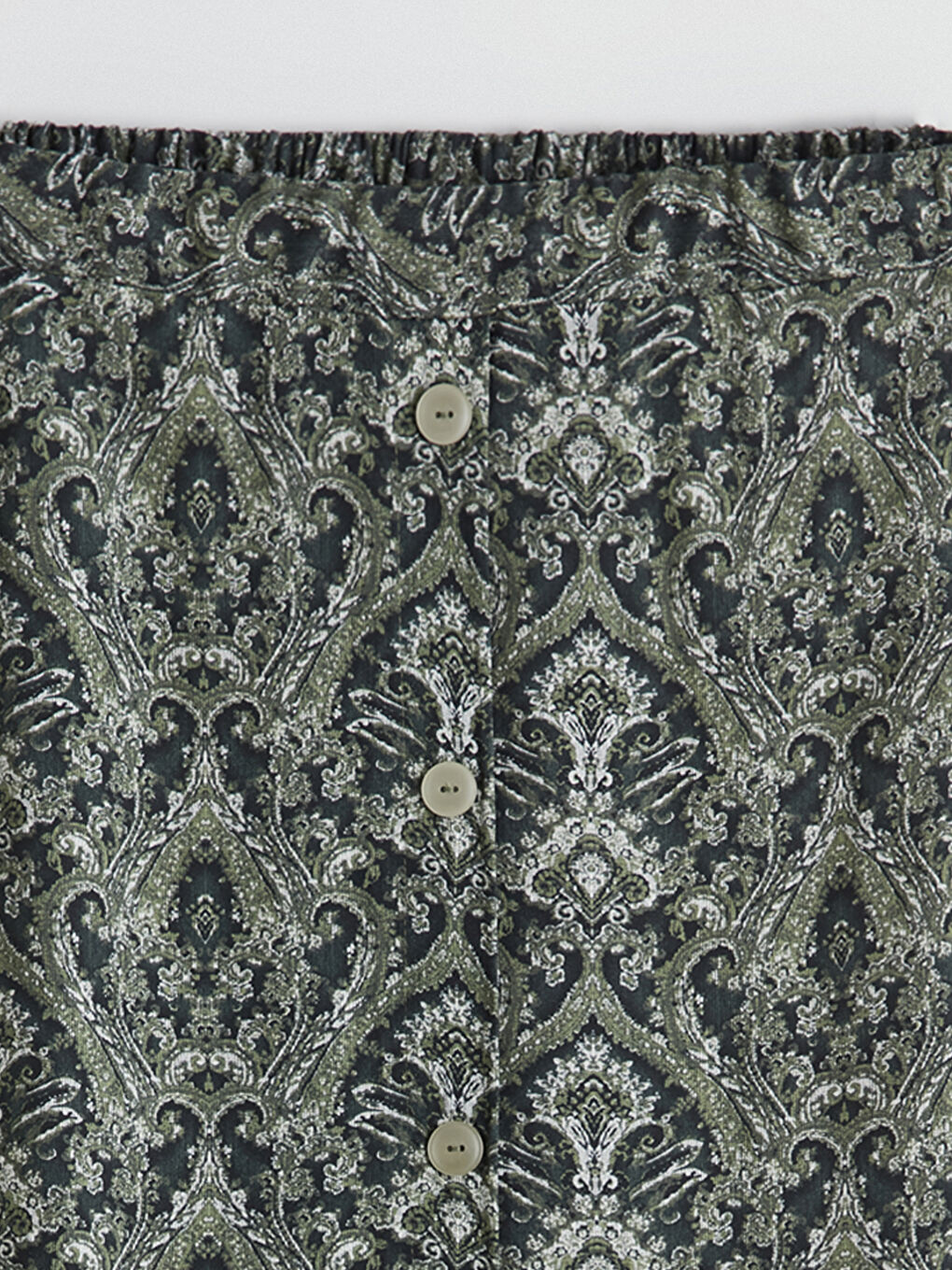 Yeşil Beli Lastikli Desenli A Kesim Etek-5