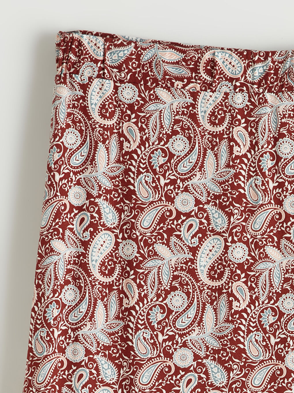 Kırmızı Beli Lastikli Desenli Fırfırlı Etek-1