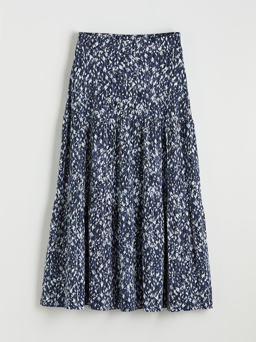 Lacivert Beli Lastikli Desenli A Kesim Etek