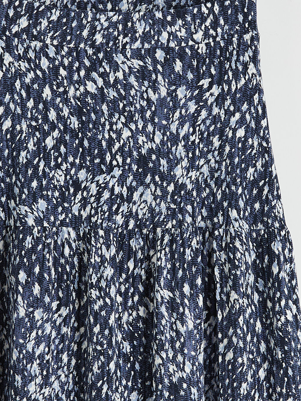 Lacivert Beli Lastikli Desenli A Kesim Etek-1