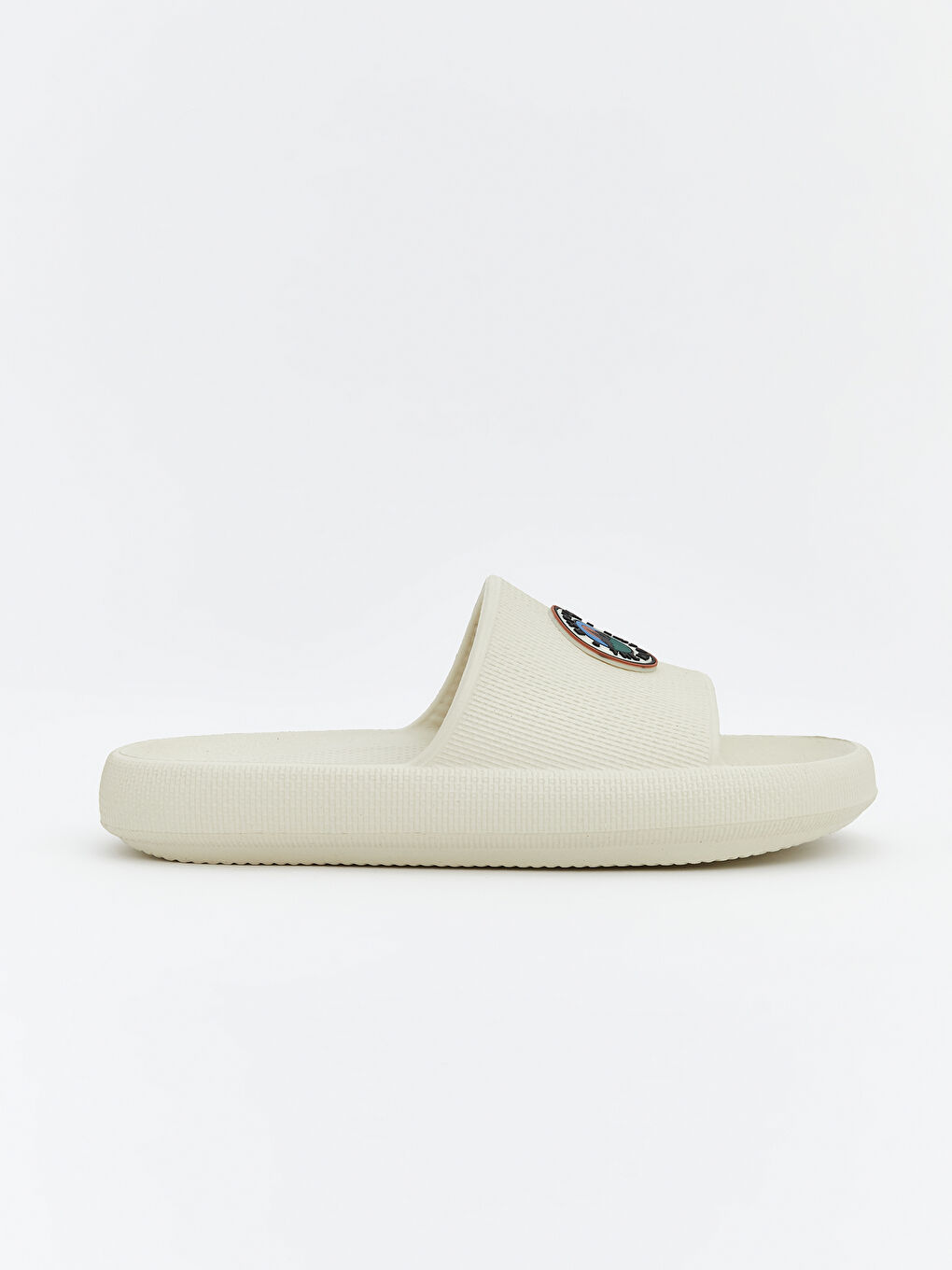 Bej Tek Bant Baskılı Erkek Terlik-1