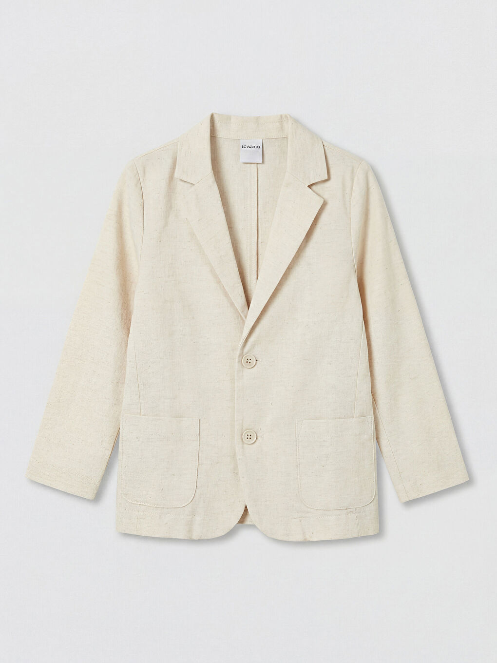 Bej Keten Karışımlı Erkek Çocuk Blazer Ceket