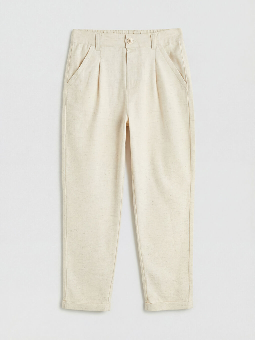 Bej Keten Karışımlı Erkek Çocuk Takım Elbise-5