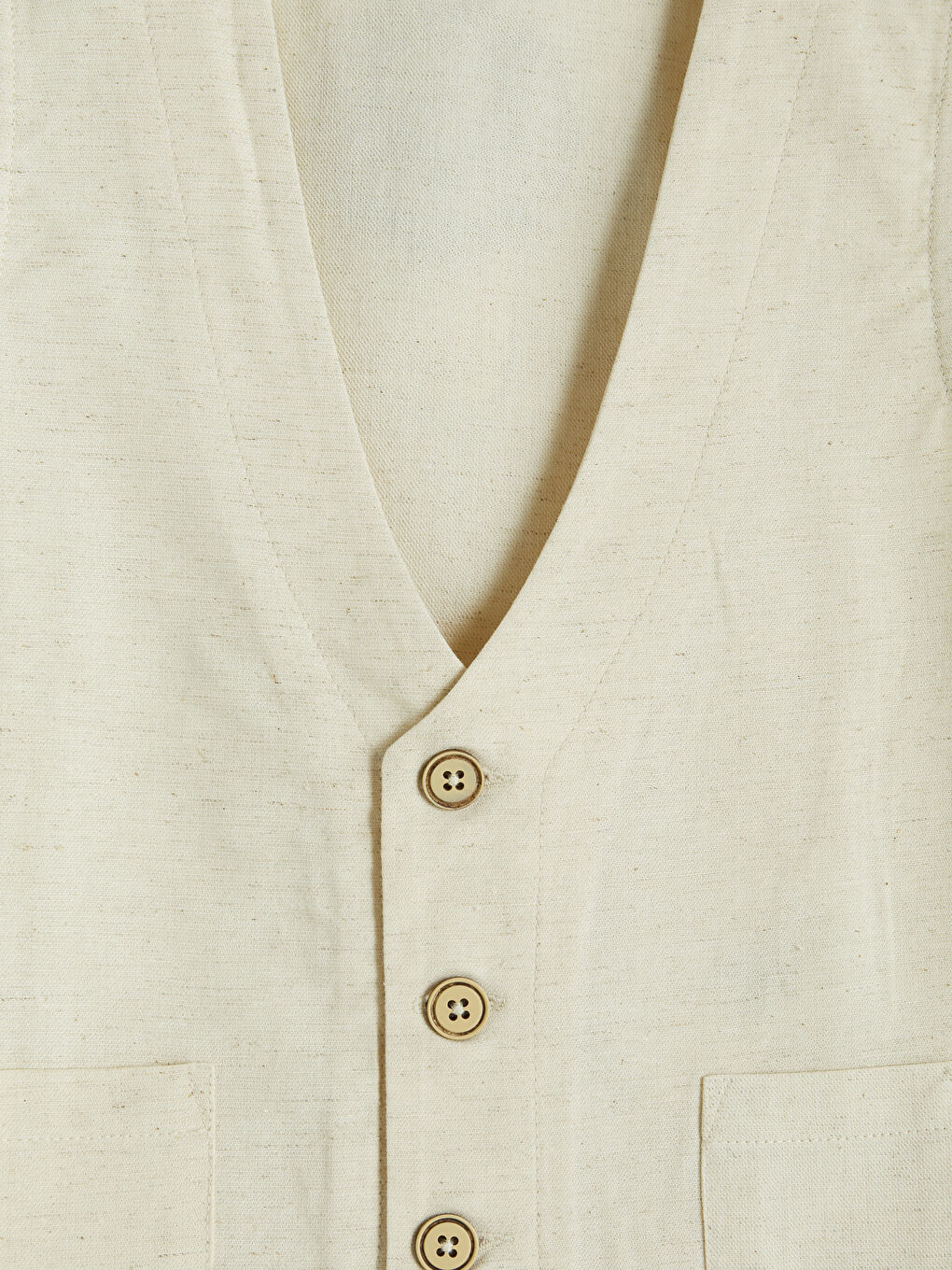 Ekru Erkek Çocuk Keten Karışımlı Yelekli Takım-4