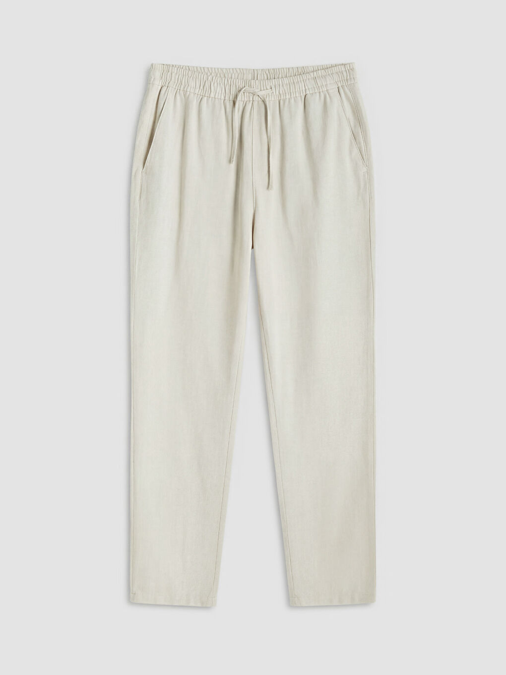 Bej Standart Kalıp Keten Görünümlü Erkek Pantolon