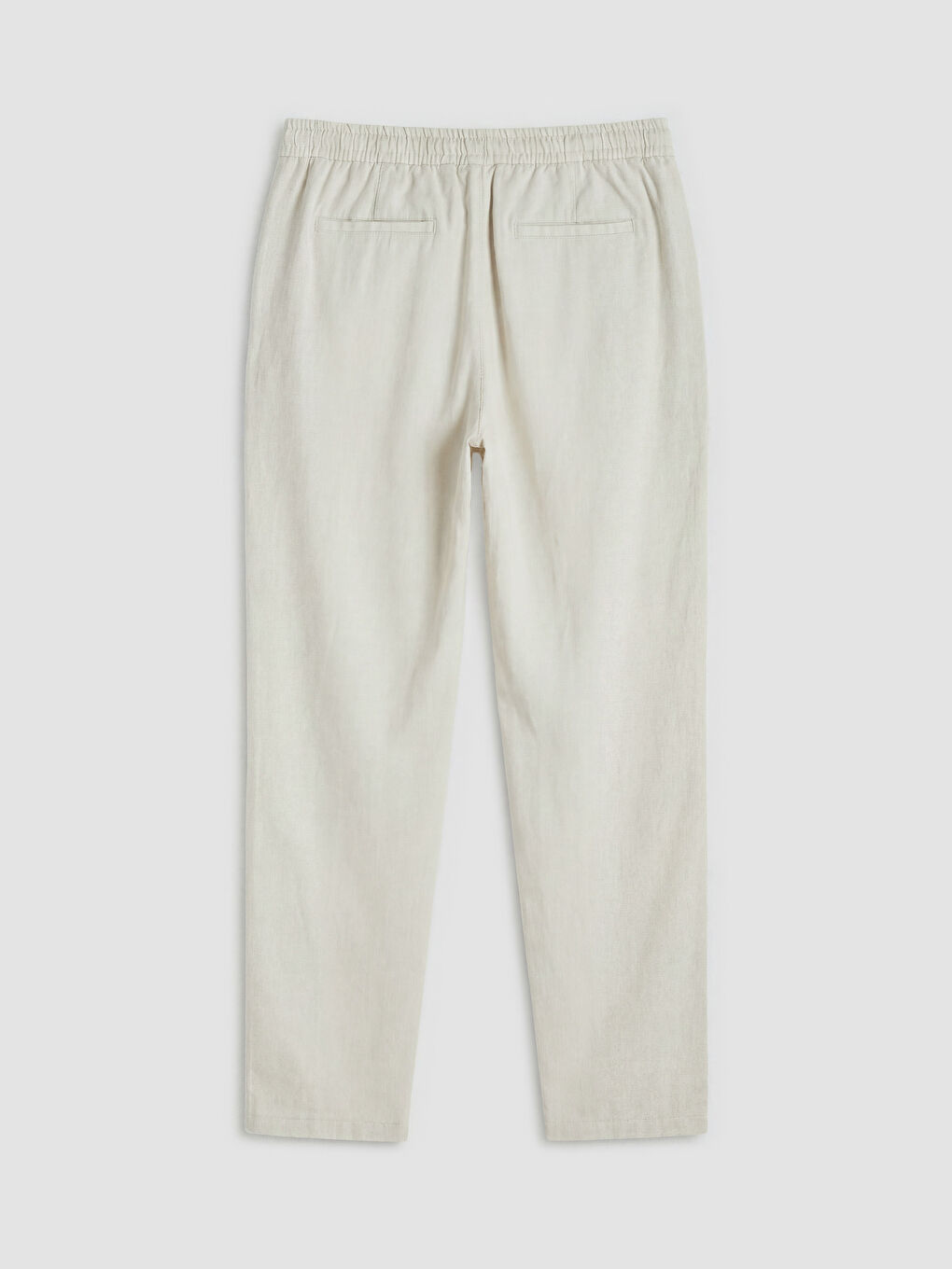 Bej Standart Kalıp Keten Görünümlü Erkek Pantolon-1