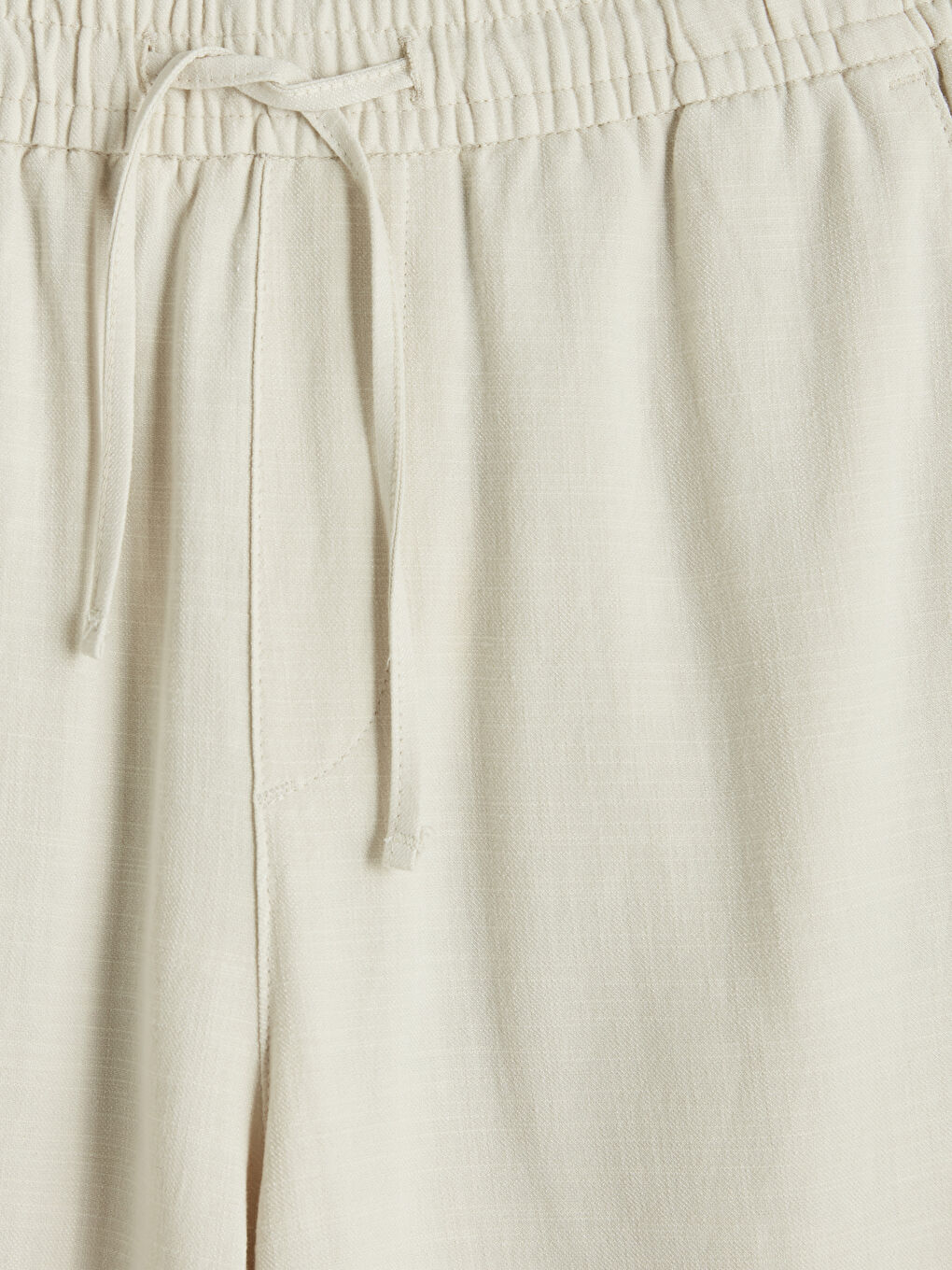 Bej Standart Kalıp Keten Görünümlü Erkek Pantolon-2