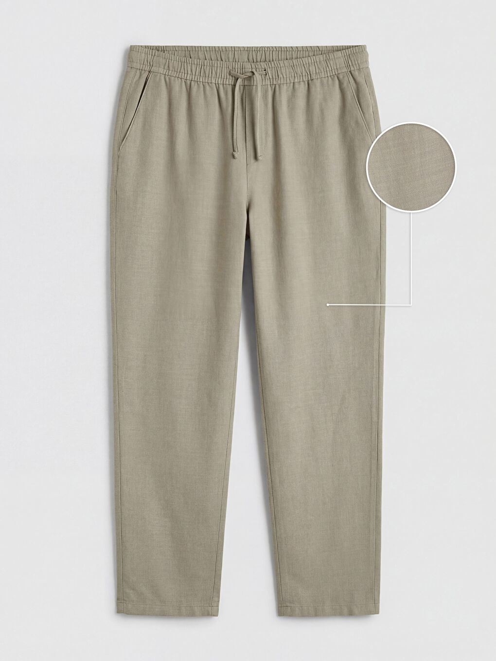 Yeşil Standart Kalıp Keten Erkek Pantolon-4