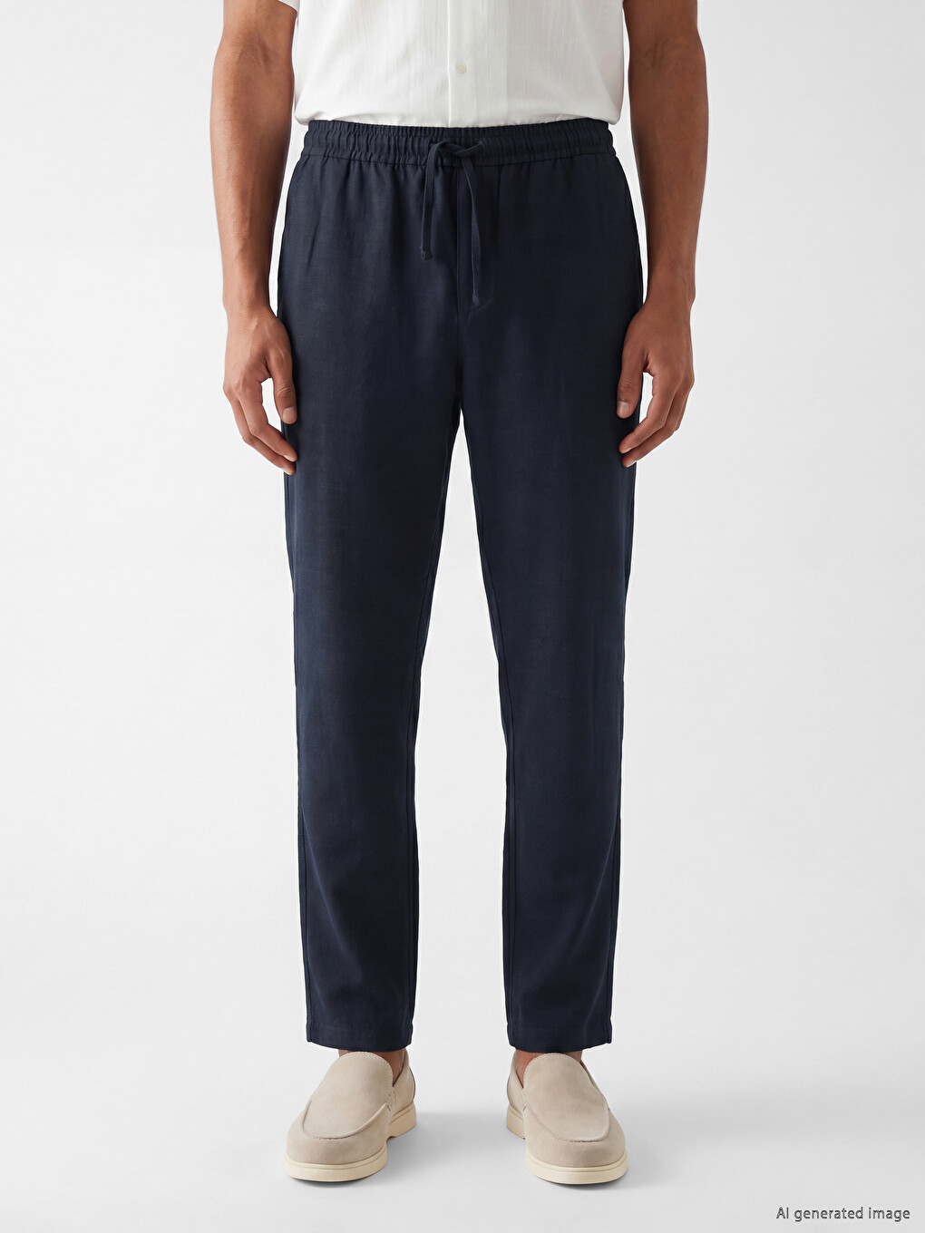 Regular Fit Linen-Look Men's Trousers-1