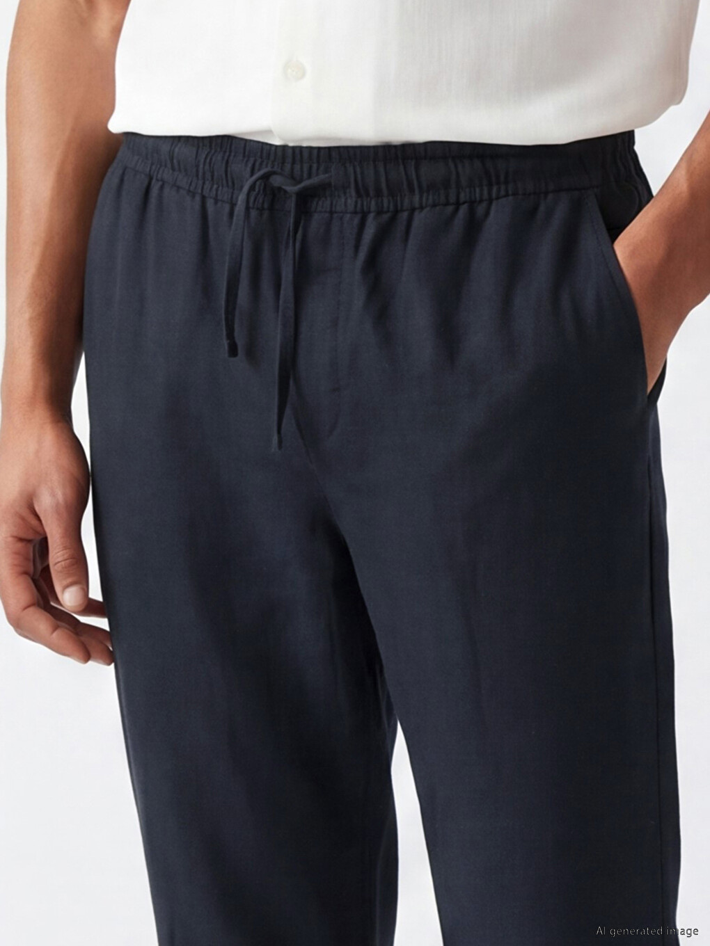 Regular Fit Linen-Look Men's Trousers-2
