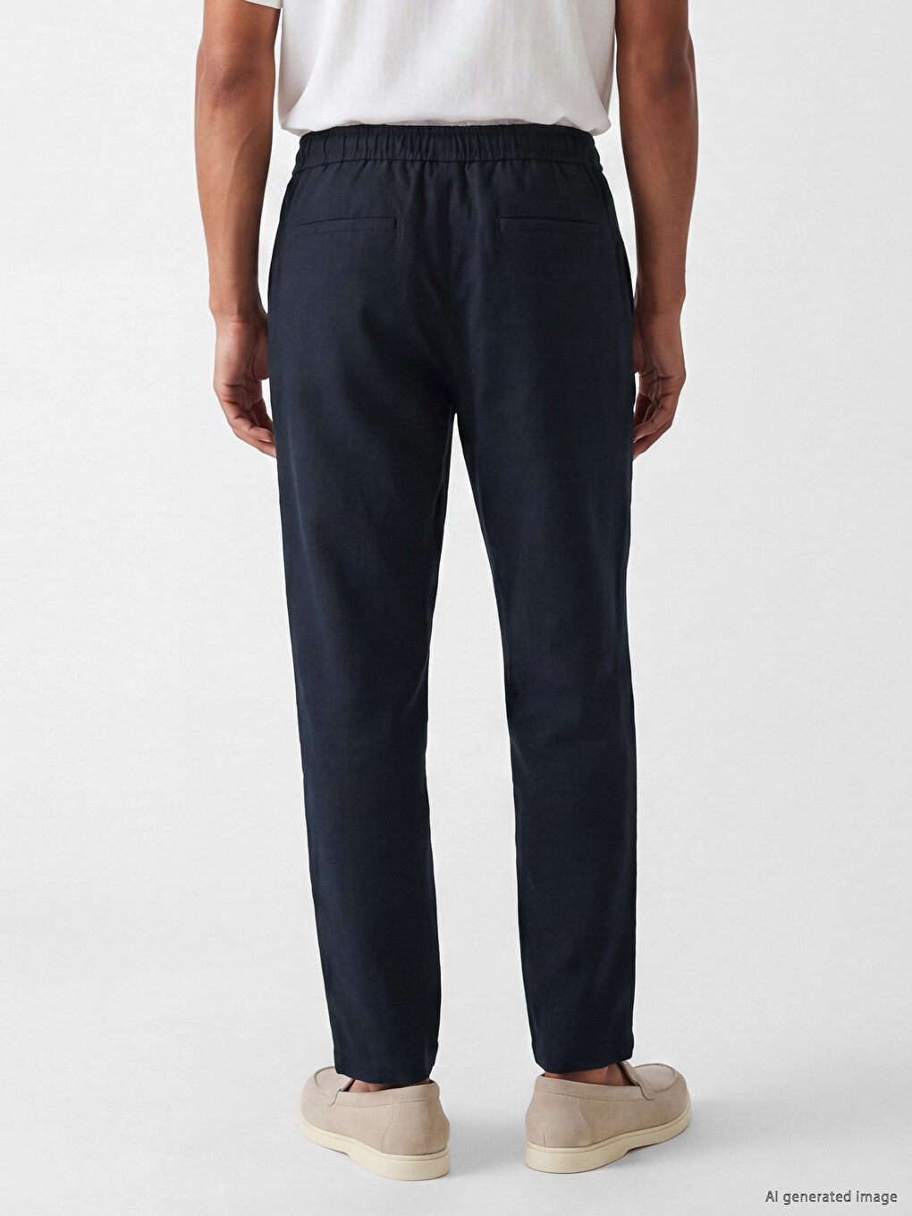 Regular Fit Linen-Look Men's Trousers-3