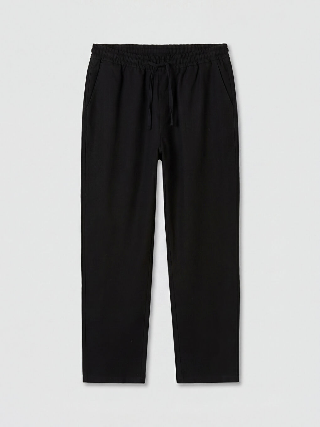 Siyah Regular Fit Erkek Keten Görünümlü Pantolon