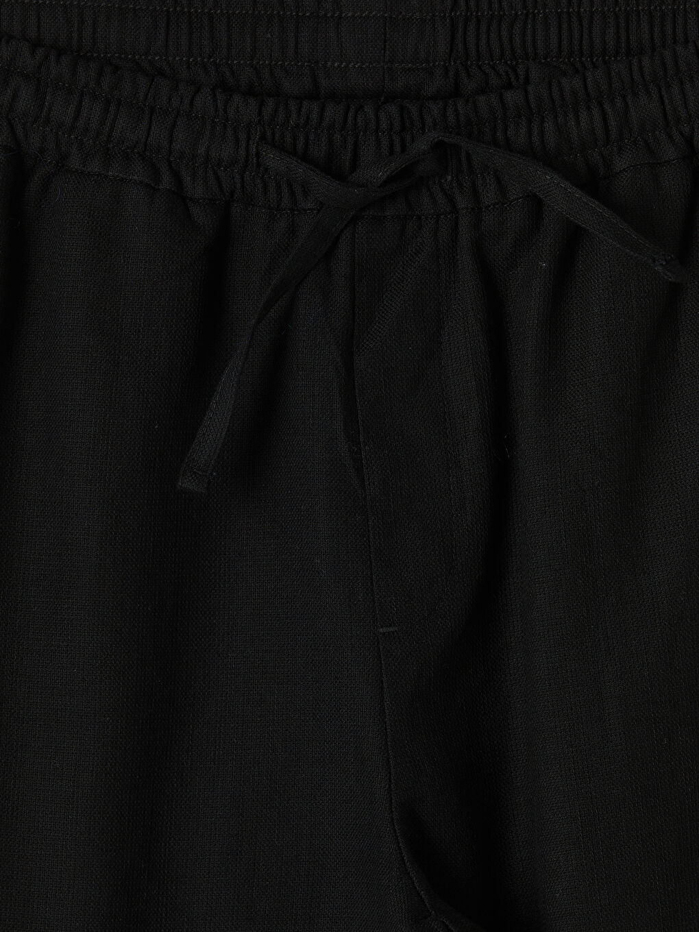Siyah Regular Fit Erkek Keten Görünümlü Pantolon-2