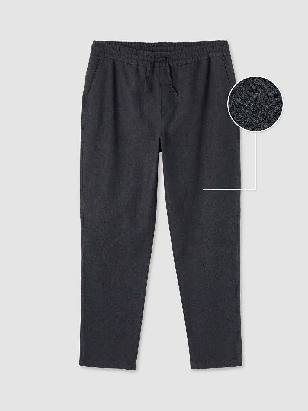 Antrasit Beli Lastikli Erkek Keten Görünümlü Pantolon