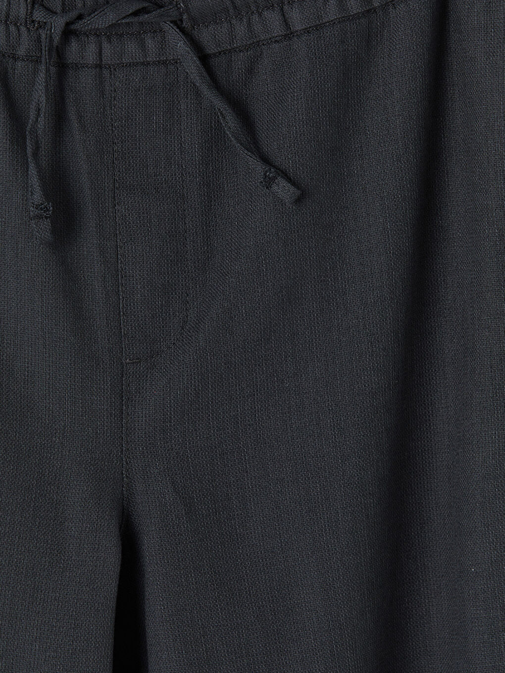 Antrasit Beli Lastikli Erkek Keten Görünümlü Pantolon-2