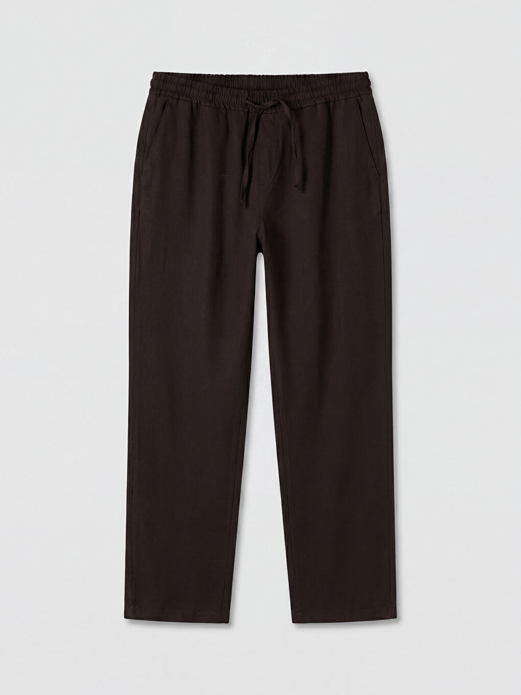 Kahverengi Regular Fit Erkek Keten Görünümlü Pantolon