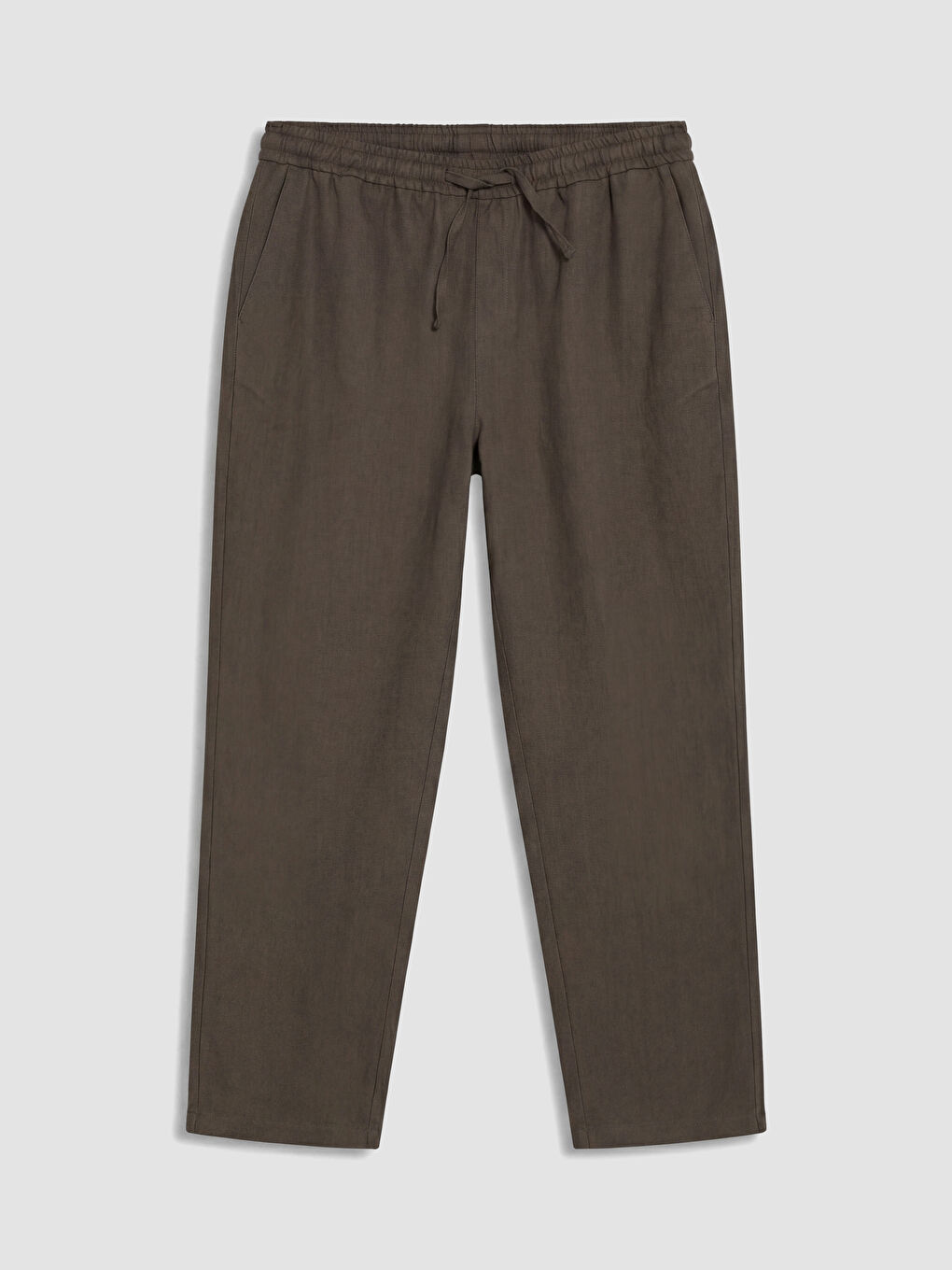 Kahverengi Regular Fit Erkek Keten Görünümlü Pantolon