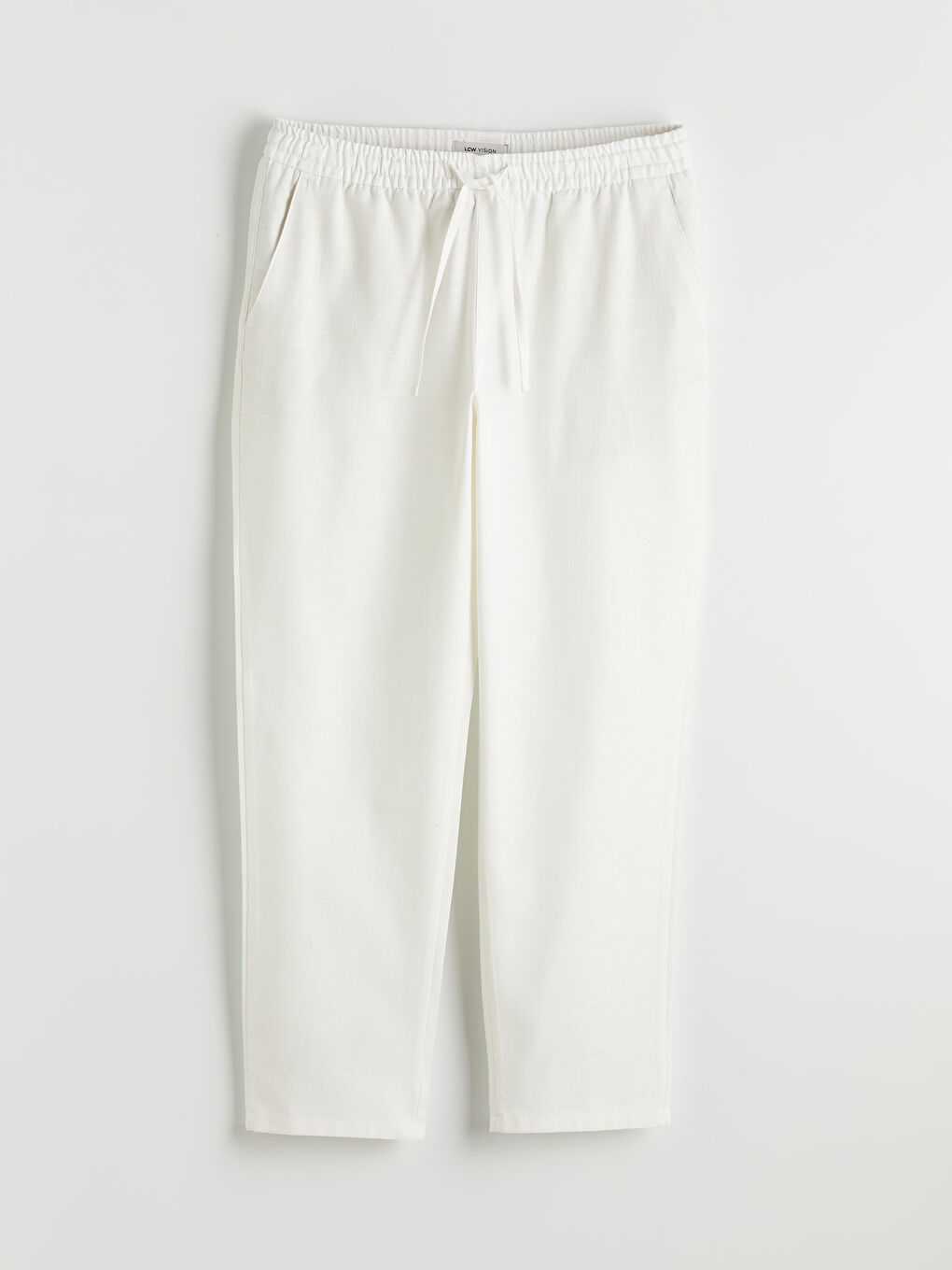 Ekru Standart Kalıp Erkek Keten Görünümlü Pantolon-4