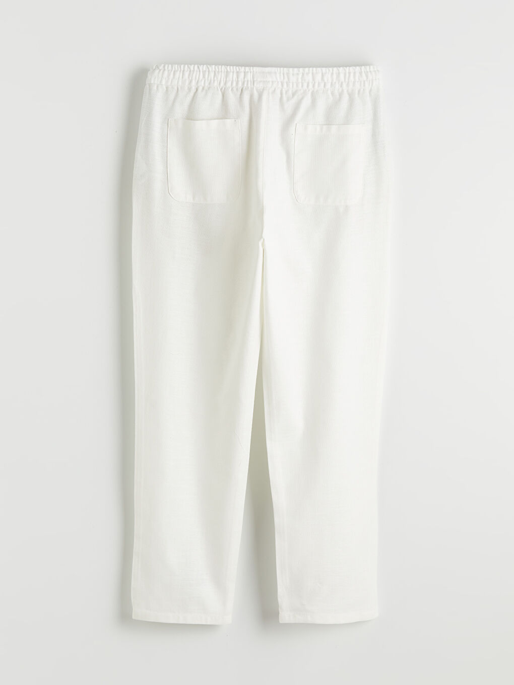 Ekru Standart Kalıp Erkek Keten Görünümlü Pantolon-5