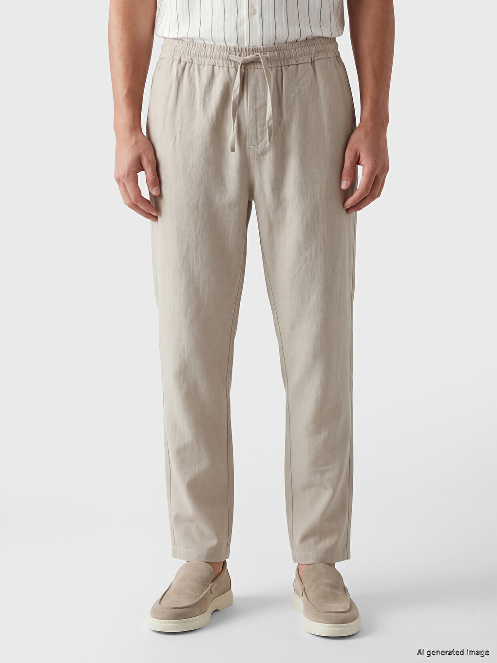 Regular Fit Men's Linen-Look Trousers-1