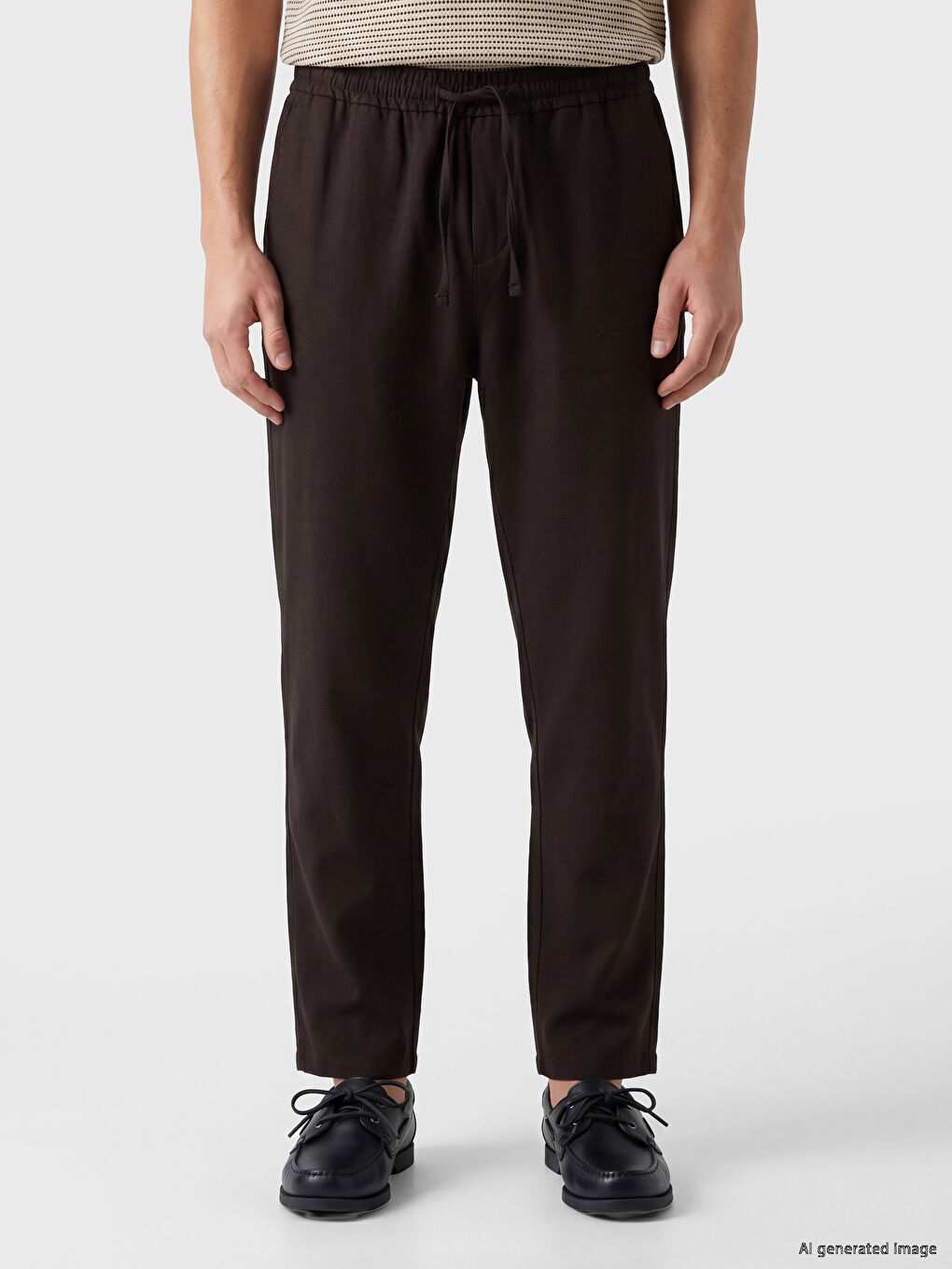 Regular Fit Men's Linen-Look Trousers-1