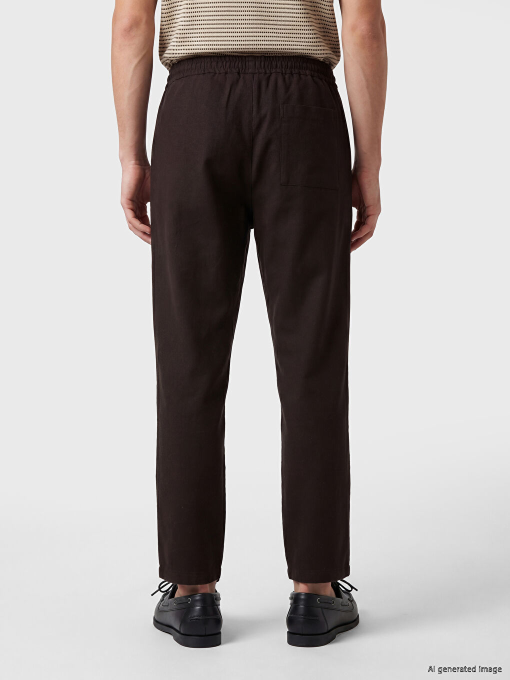 Regular Fit Men's Linen-Look Trousers-3