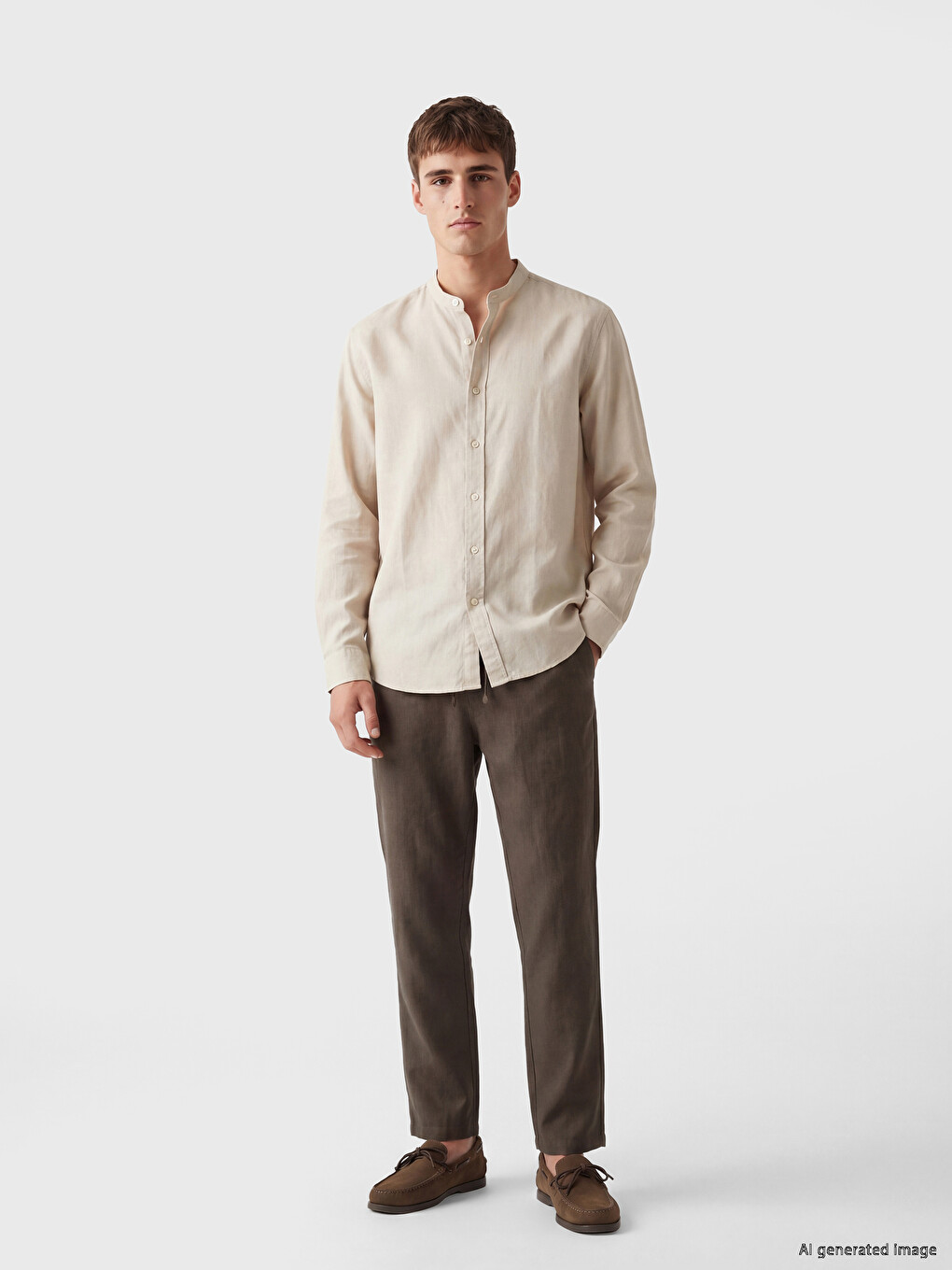 Regular Fit Men's Linen-Look Trousers