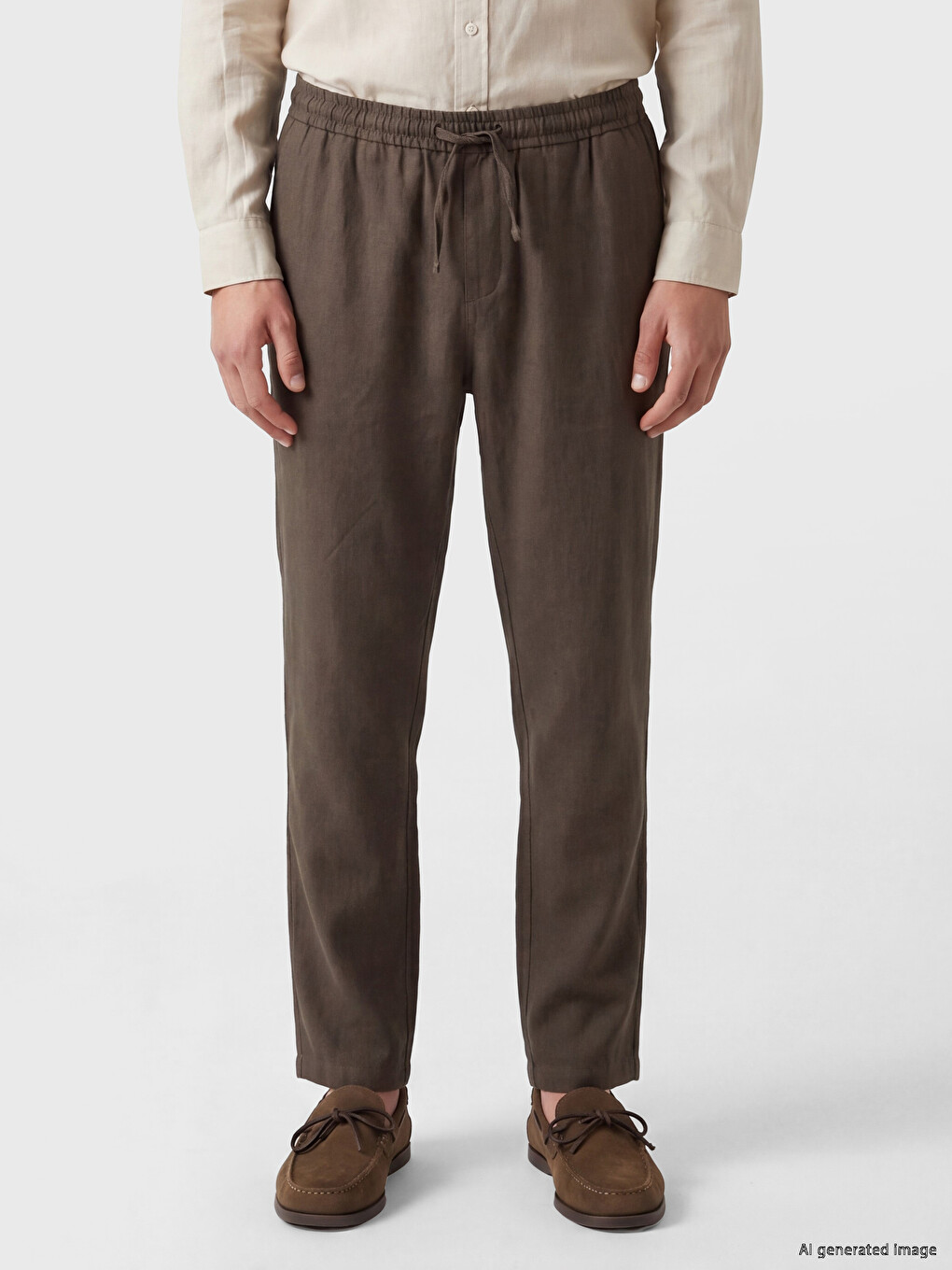 Regular Fit Men's Linen-Look Trousers-1
