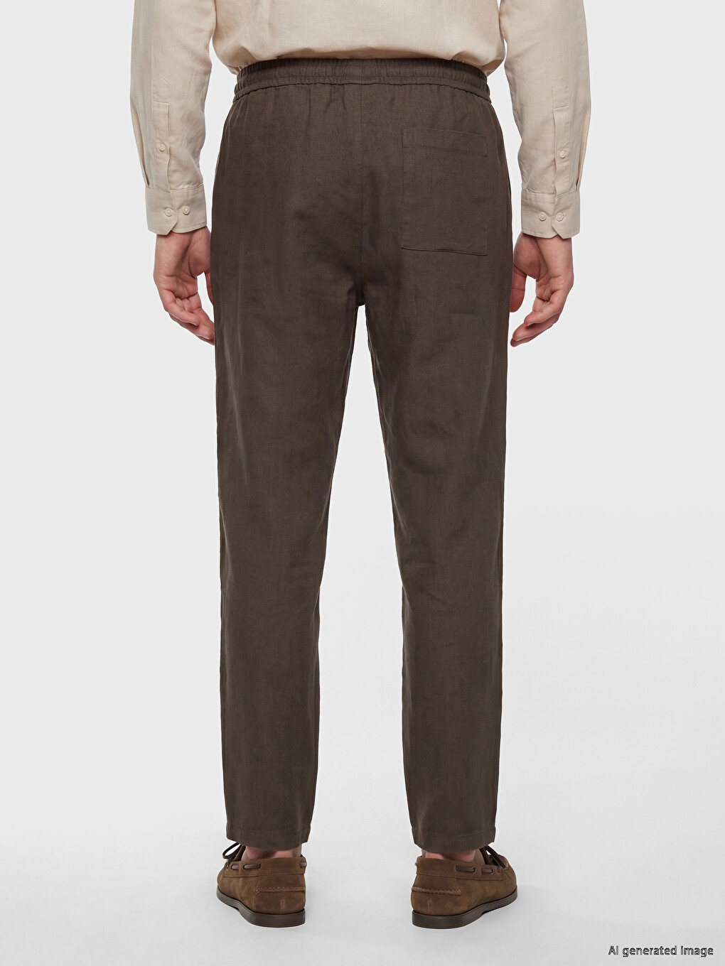 Regular Fit Men's Linen-Look Trousers-3