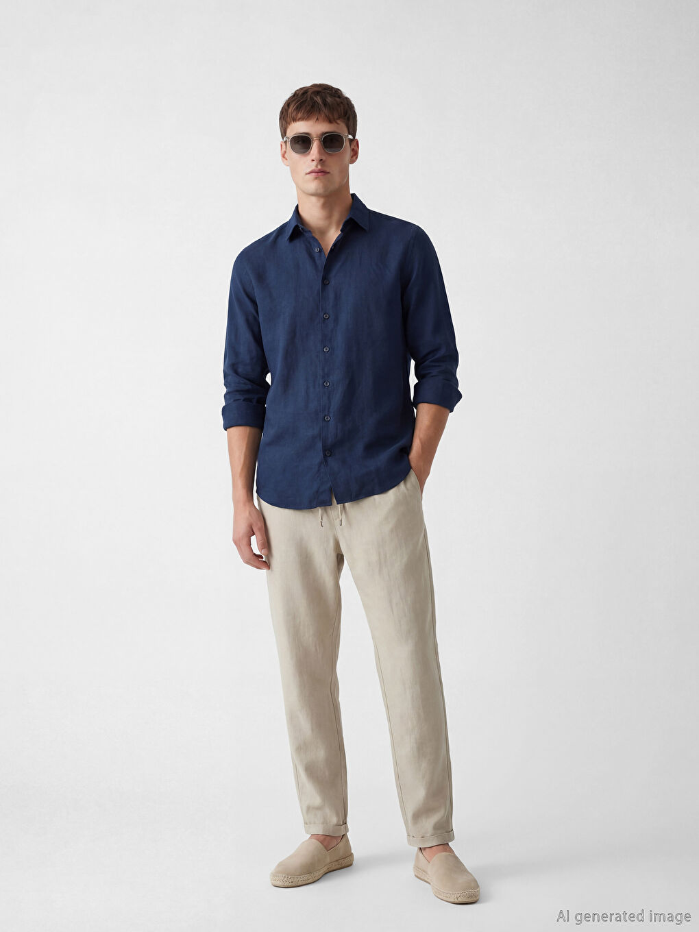 რეგულარული მორგების მამაკაცის თეთრეულის ეფექტის შარვალი