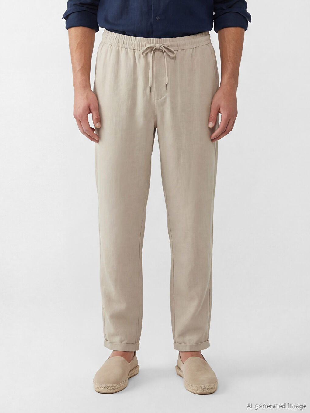 რეგულარული მორგების მამაკაცის თეთრეულის ეფექტის შარვალი-1