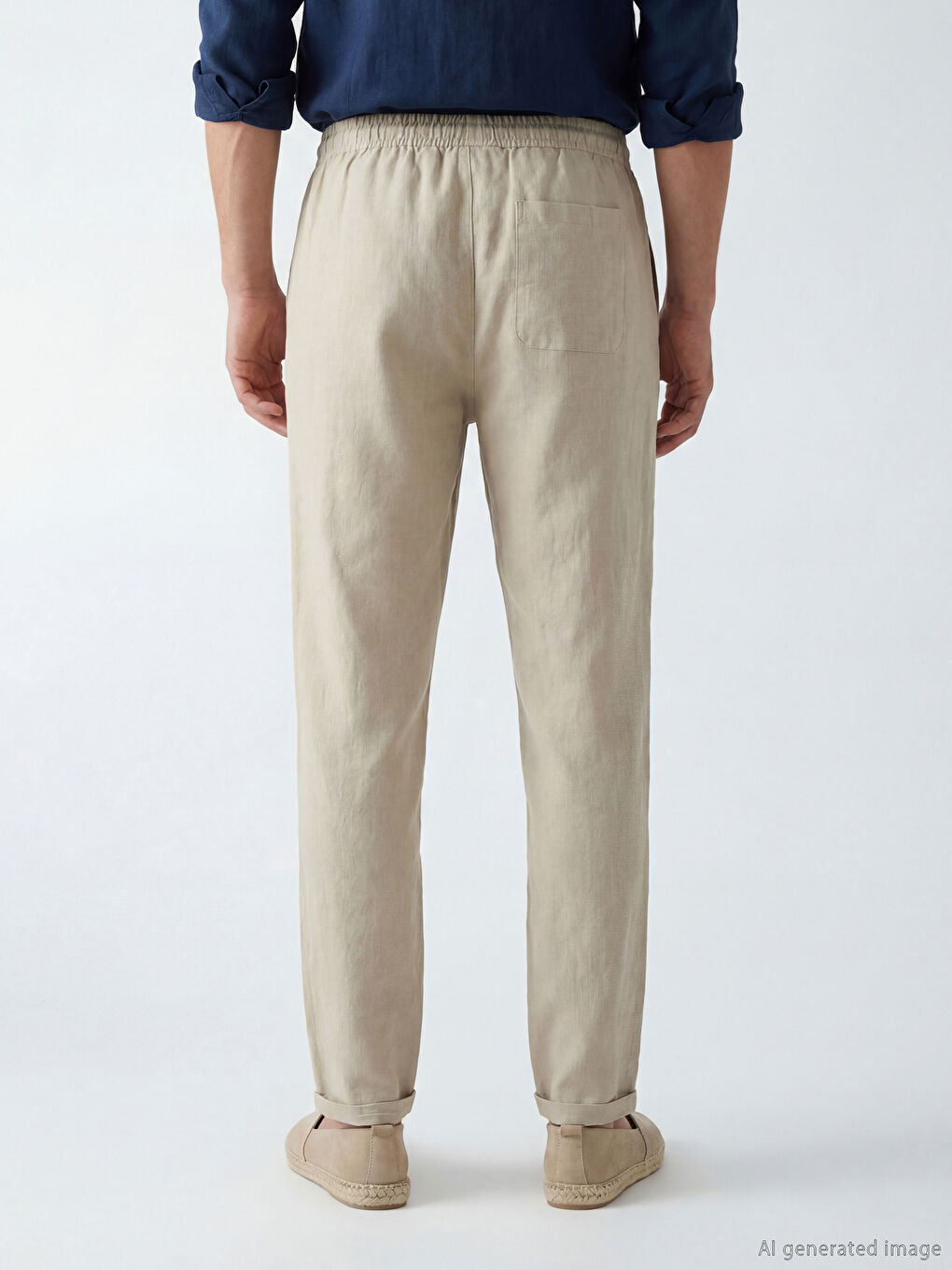 რეგულარული მორგების მამაკაცის თეთრეულის ეფექტის შარვალი-3