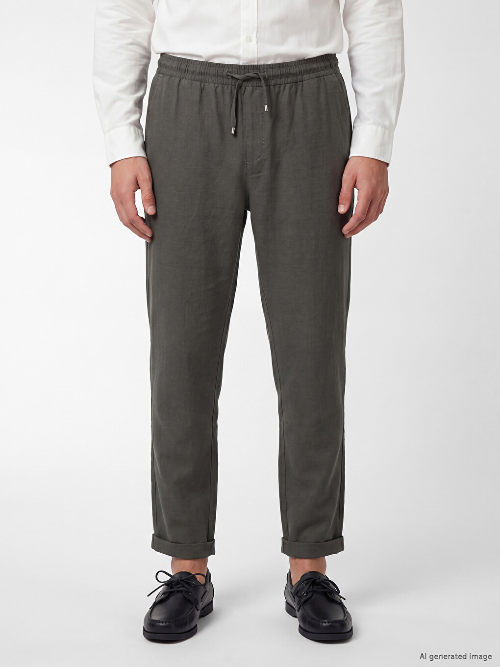 Regular Fit Men's Linen-look Trousers-3