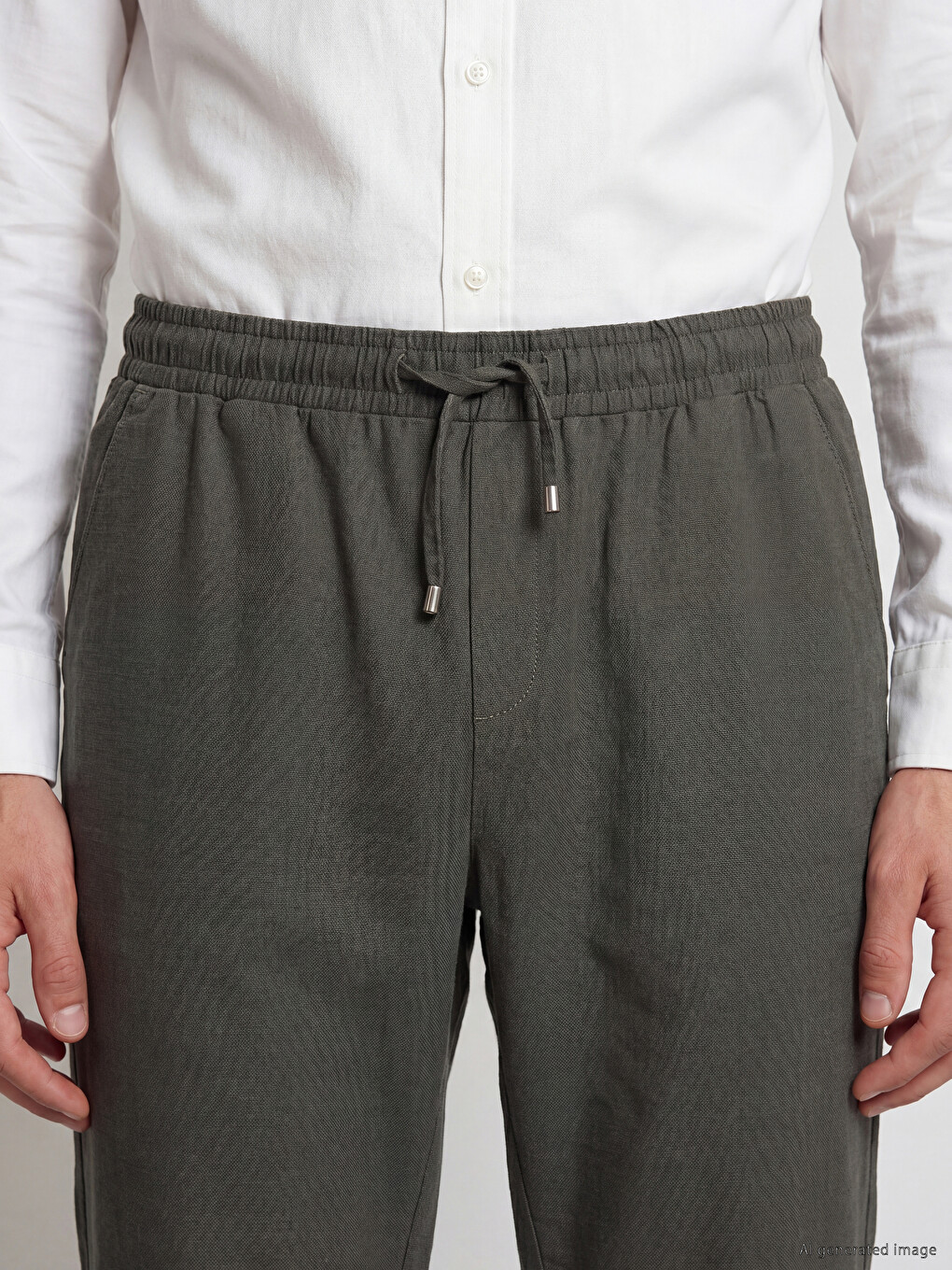 Regular Fit Men's Linen-look Trousers-5