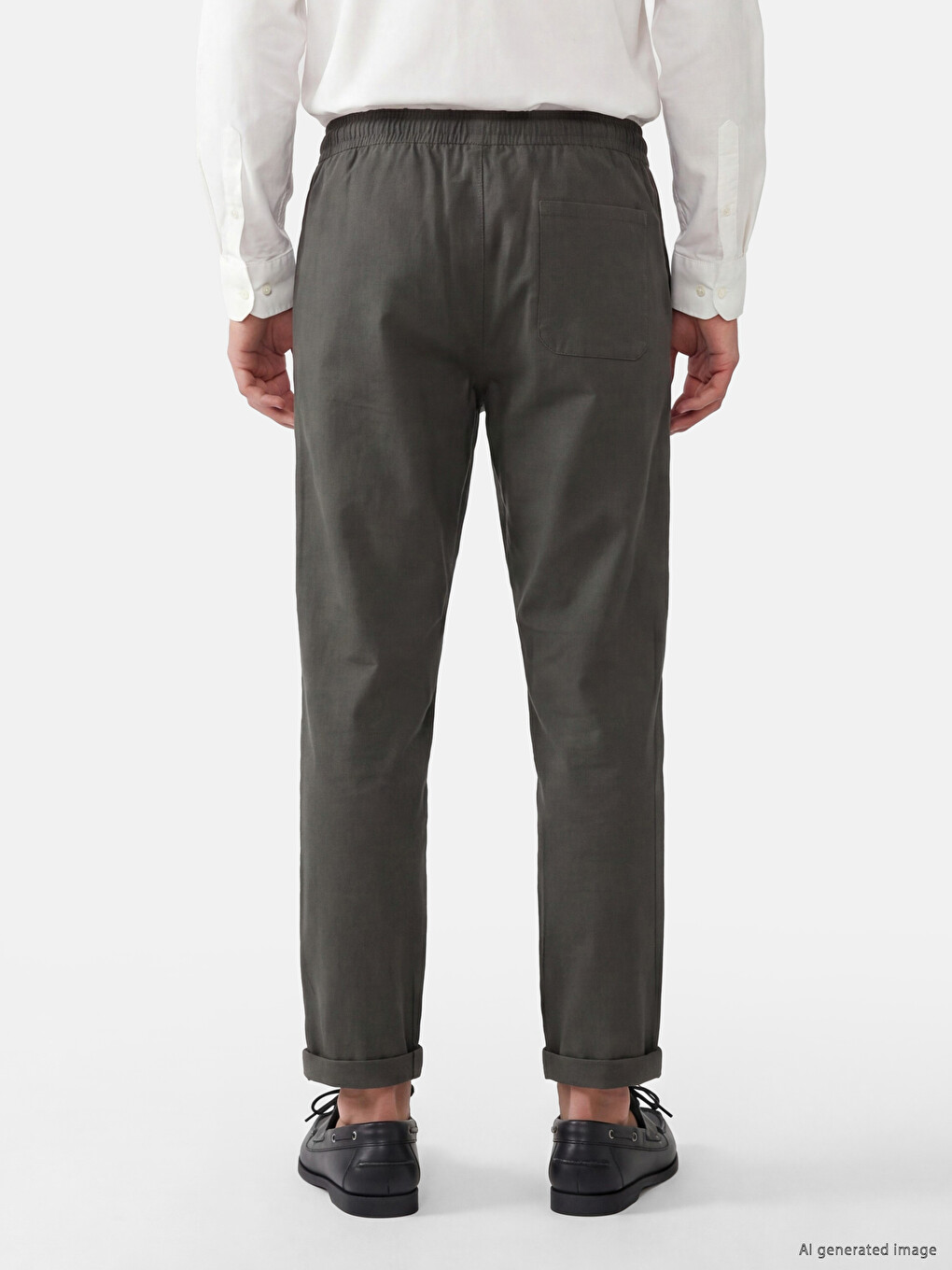 Regular Fit Men's Linen-look Trousers-7